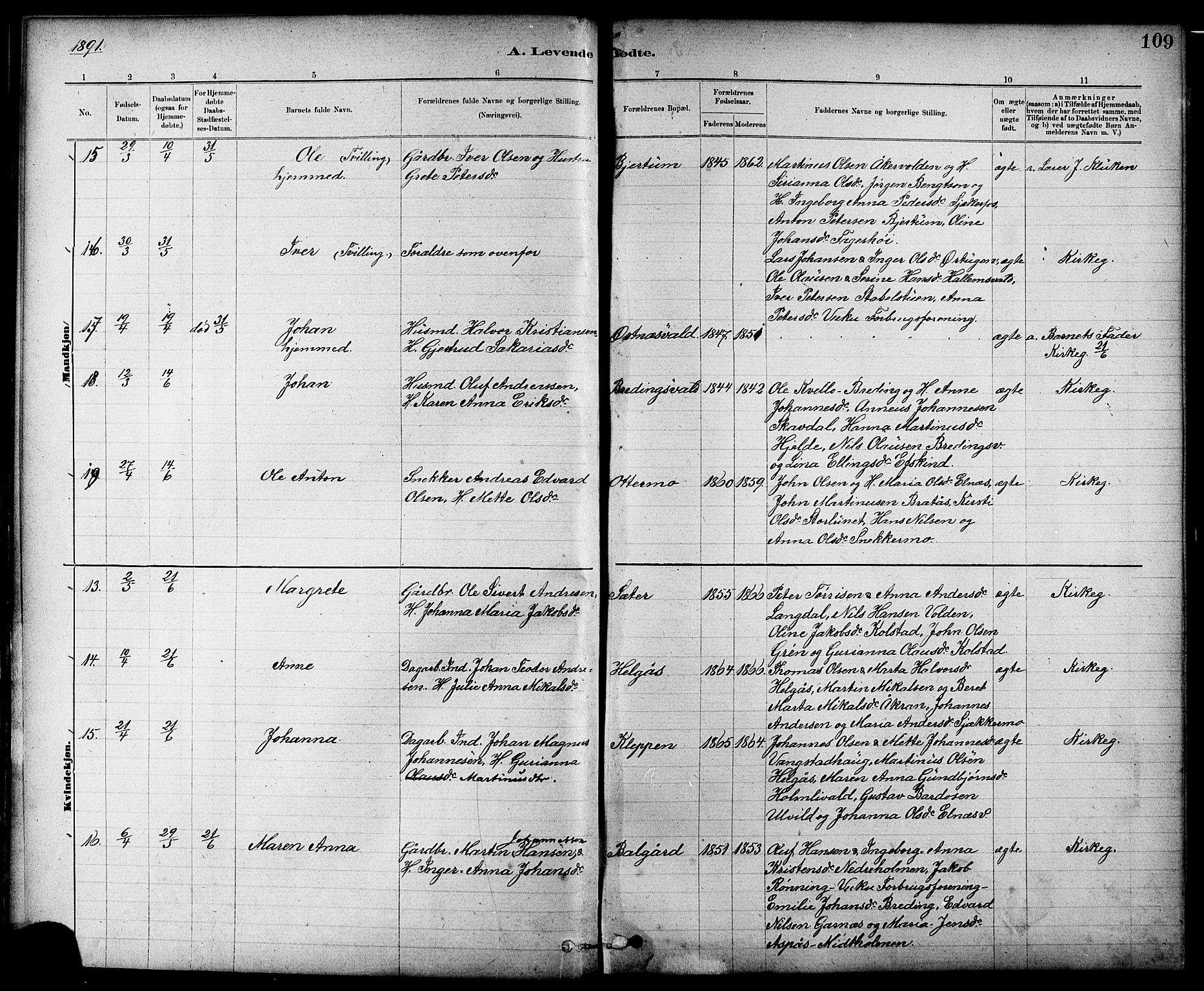 Ministerialprotokoller, klokkerbøker og fødselsregistre - Nord-Trøndelag, SAT/A-1458/724/L0267: Klokkerbok nr. 724C03, 1879-1898, s. 109