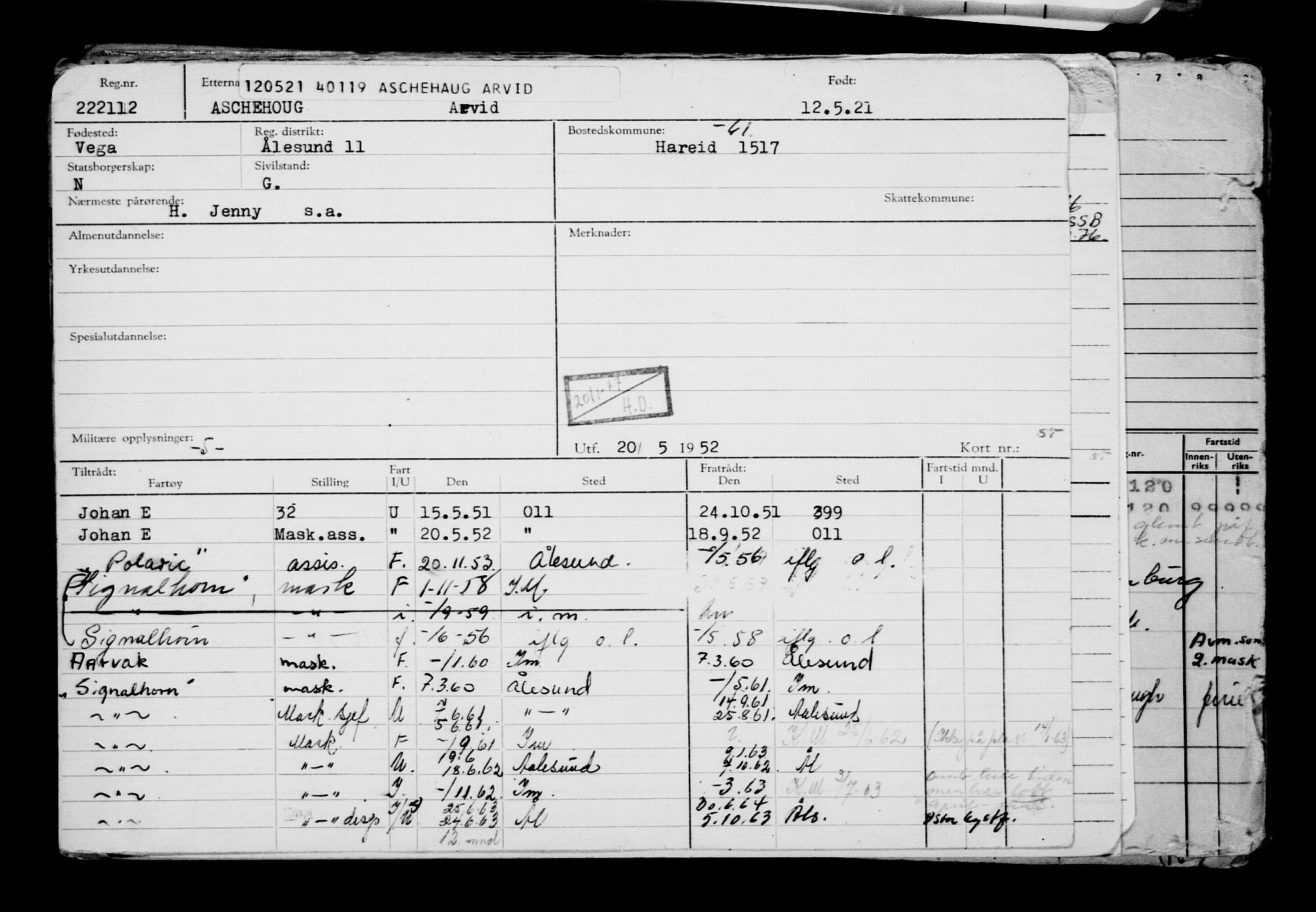 Direktoratet for sjømenn, AV/RA-S-3545/G/Gb/L0193: Hovedkort, 1921, s. 417