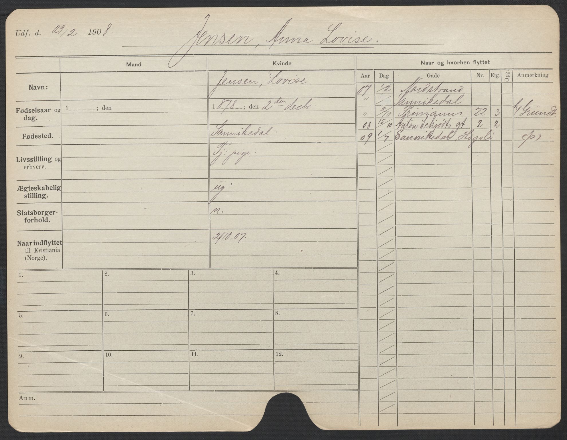 Oslo folkeregister, Registerkort, AV/SAO-A-11715/F/Fa/Fac/L0017: Kvinner, 1906-1914, s. 481a