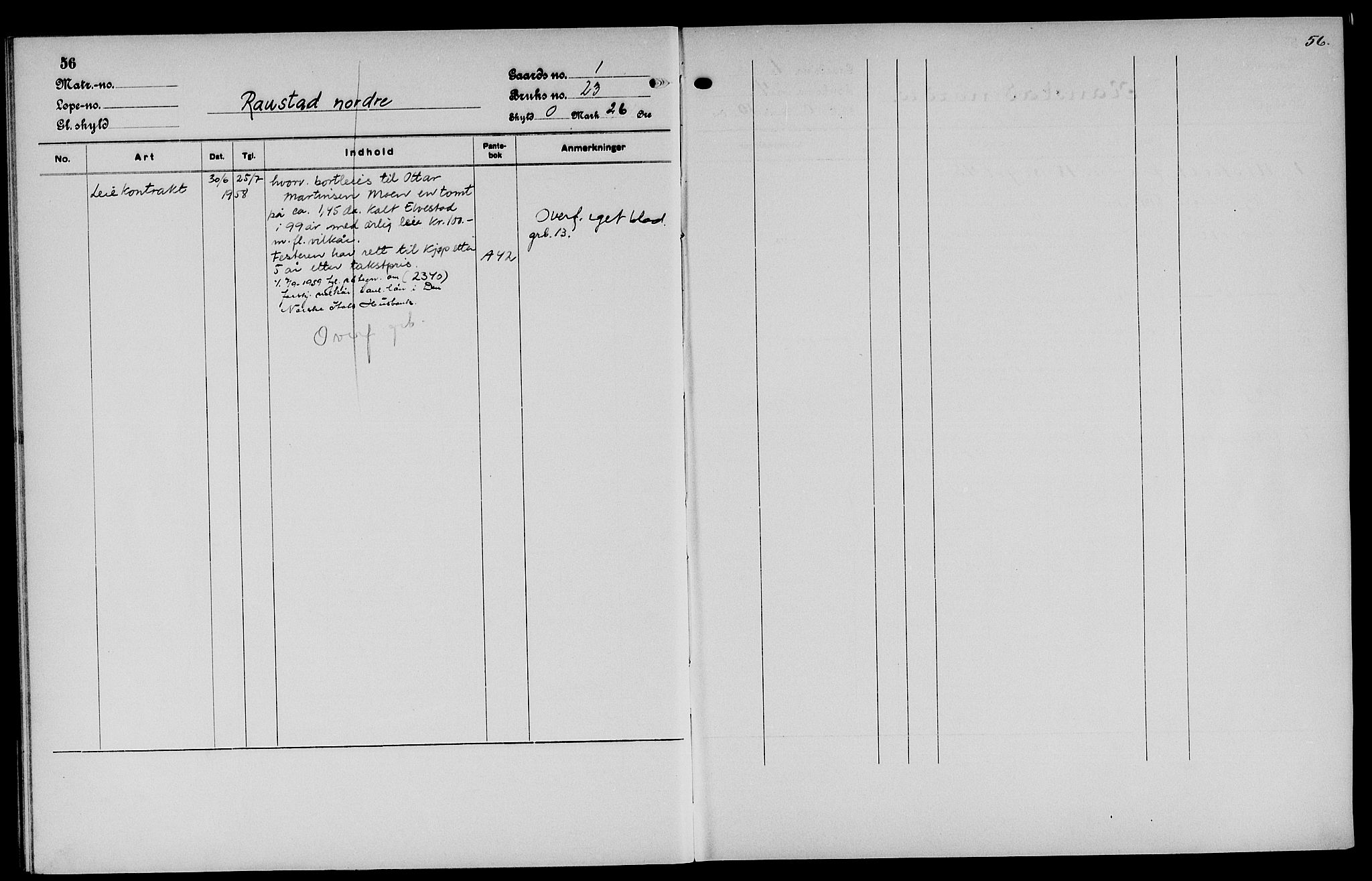 Vinger og Odal sorenskriveri, SAH/TING-022/H/Ha/Hac/Hacc/L0001: Panteregister nr. 3.1, 1923, s. 56