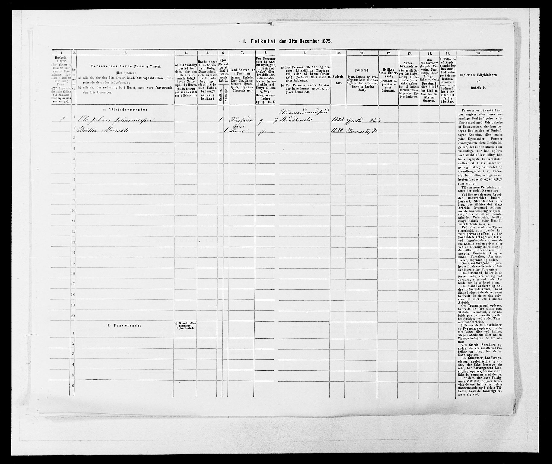 SAB, Folketelling 1875 for 1250P Haus prestegjeld, 1875, s. 193