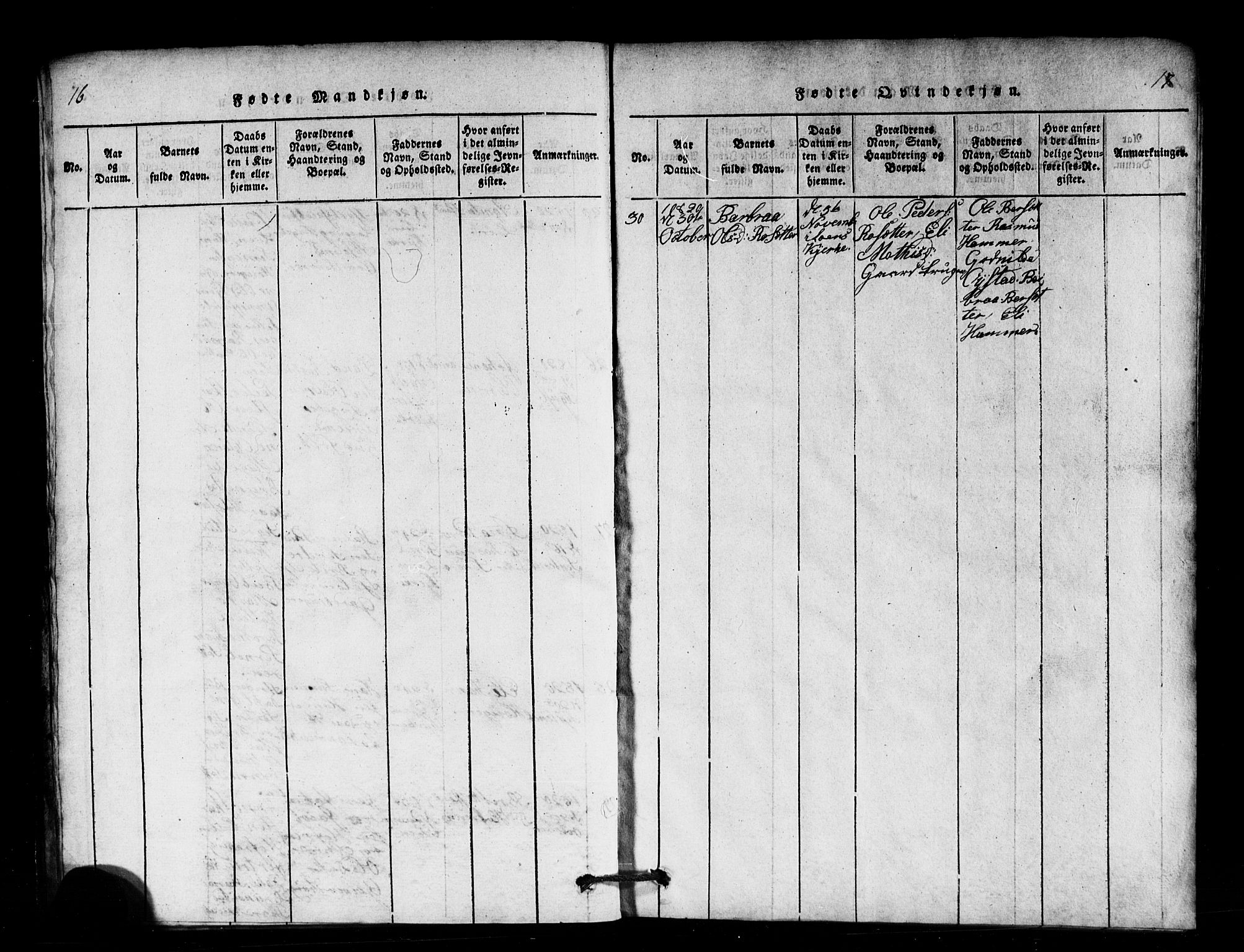 Innvik sokneprestembete, AV/SAB-A-80501: Klokkerbok nr. B 1, 1815-1820, s. 16-17