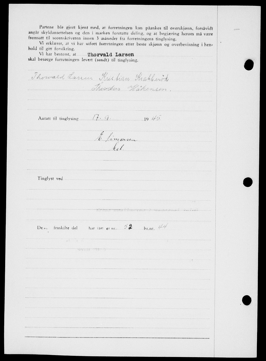 Onsøy sorenskriveri, SAO/A-10474/G/Ga/Gab/L0015: Pantebok nr. II A-15, 1945-1946, Dagboknr: 1271/1945
