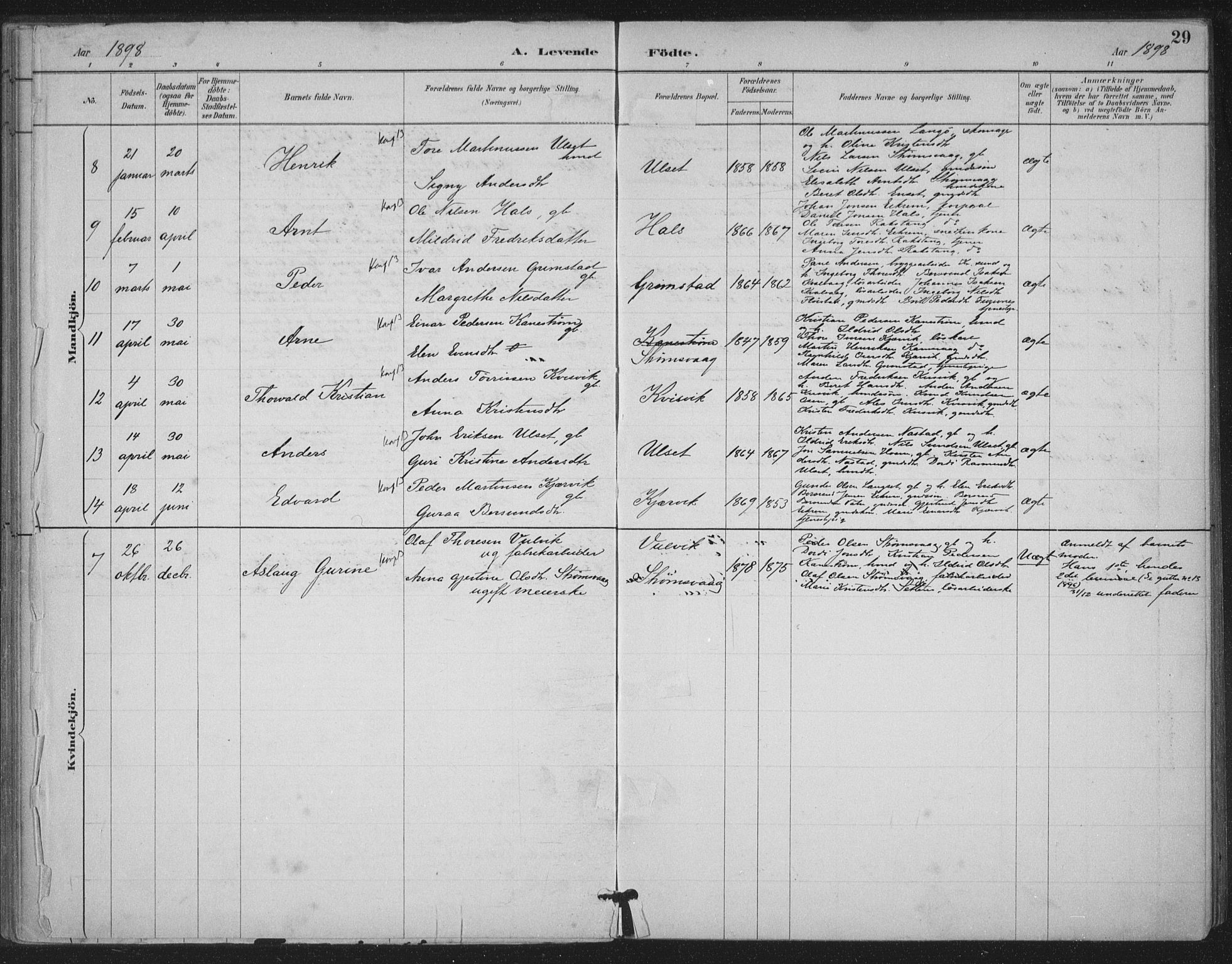 Ministerialprotokoller, klokkerbøker og fødselsregistre - Møre og Romsdal, AV/SAT-A-1454/587/L1000: Ministerialbok nr. 587A02, 1887-1910, s. 29