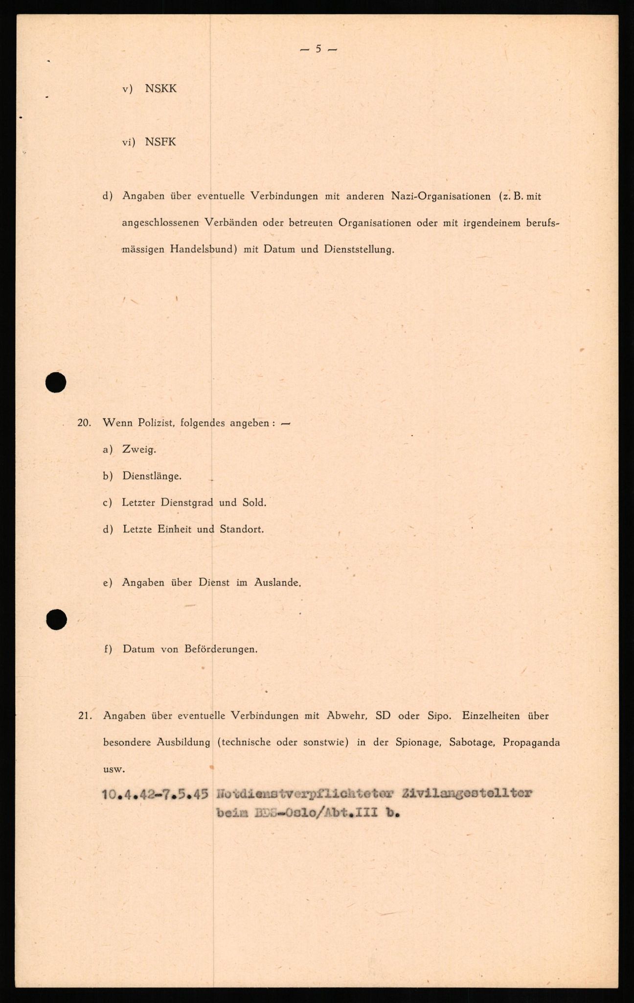 Forsvaret, Forsvarets overkommando II, AV/RA-RAFA-3915/D/Db/L0018: CI Questionaires. Tyske okkupasjonsstyrker i Norge. Tyskere., 1945-1946, s. 502