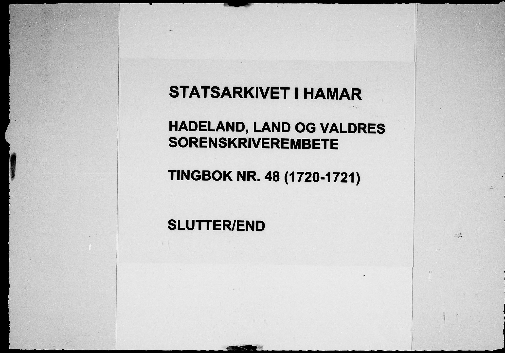 Hadeland, Land og Valdres sorenskriveri, AV/SAH-TING-028/G/Gb/L0048: Tingbok, 1720-1721