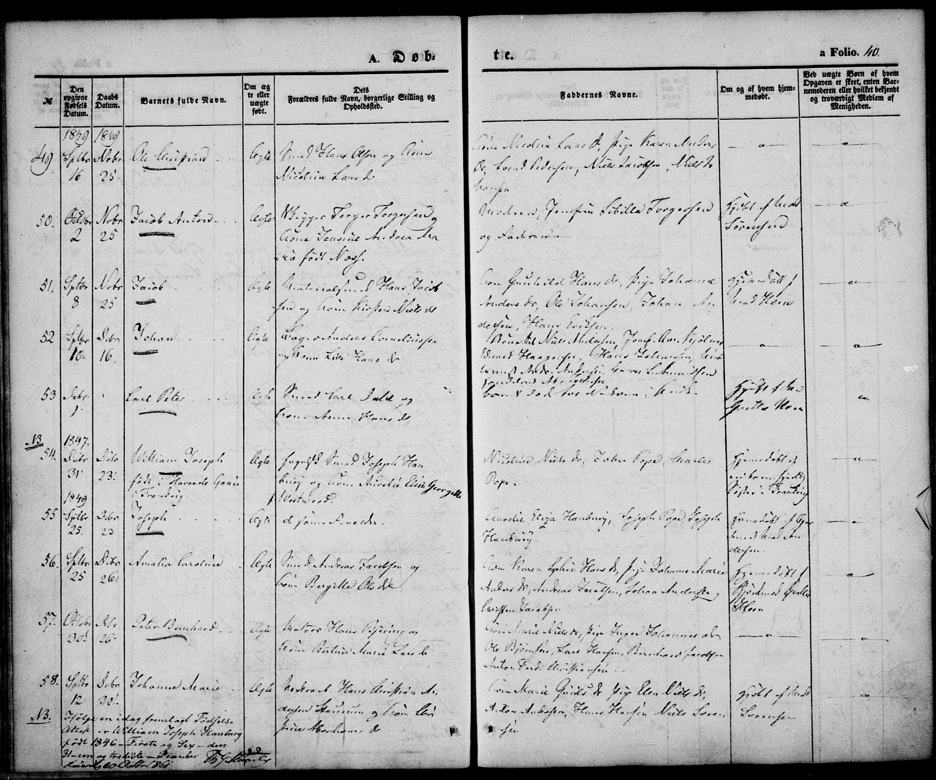 Larvik kirkebøker, AV/SAKO-A-352/F/Fb/L0003: Ministerialbok nr. II 3, 1842-1856, s. 40
