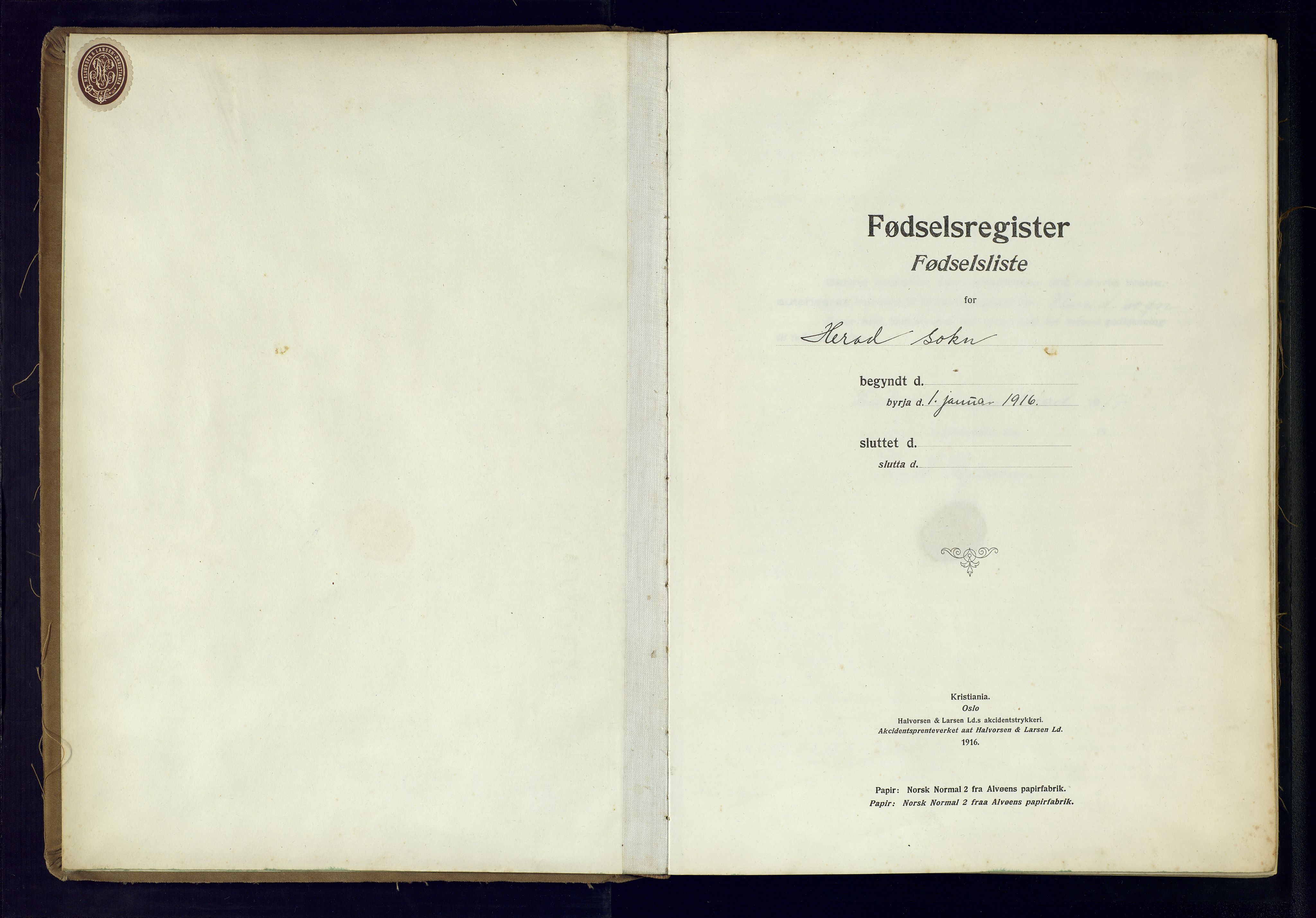 Herad sokneprestkontor, SAK/1111-0018/J/Ja/L0001: Fødselsregister nr. A-VI-12, 1916-1981