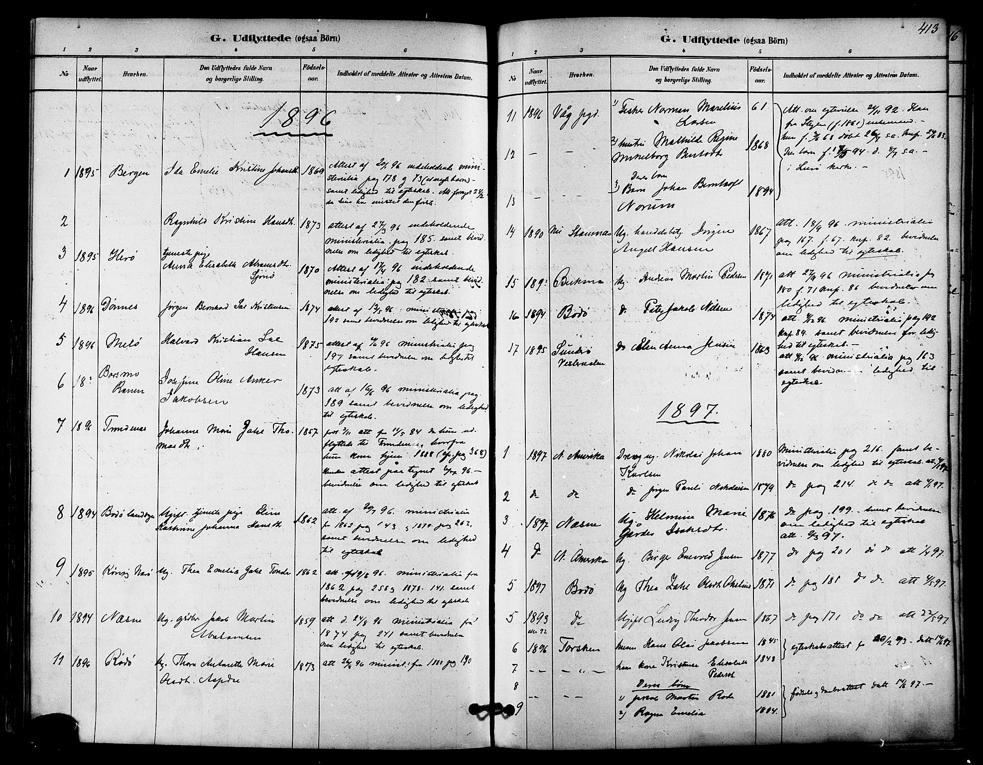 Ministerialprotokoller, klokkerbøker og fødselsregistre - Nordland, AV/SAT-A-1459/839/L0568: Ministerialbok nr. 839A05, 1880-1902, s. 413