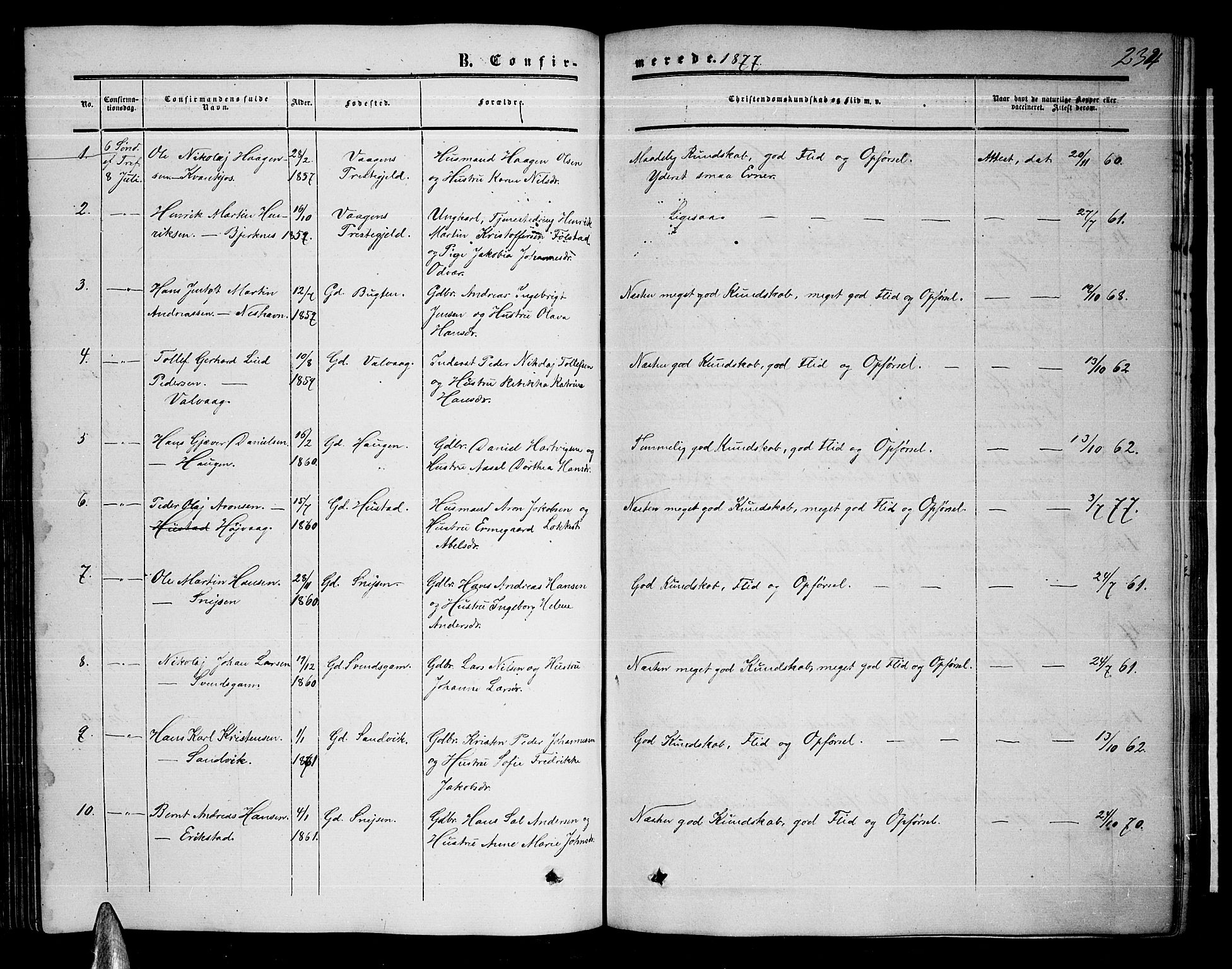 Ministerialprotokoller, klokkerbøker og fødselsregistre - Nordland, SAT/A-1459/872/L1046: Klokkerbok nr. 872C02, 1852-1879, s. 234