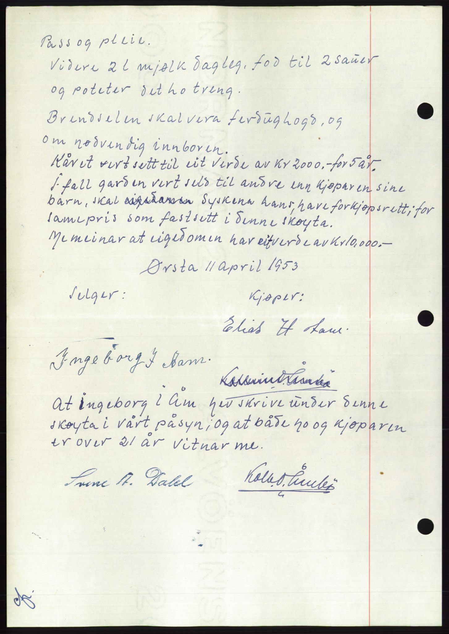Søre Sunnmøre sorenskriveri, AV/SAT-A-4122/1/2/2C/L0094: Pantebok nr. 20A, 1953-1953, Dagboknr: 808/1953