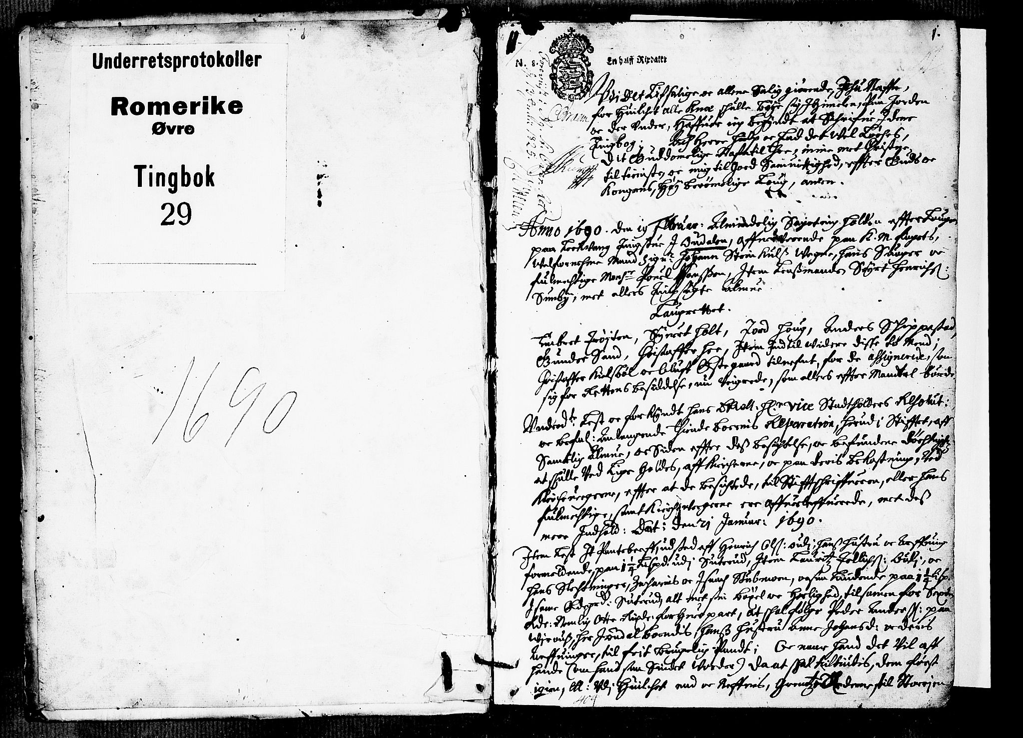 Øvre Romerike sorenskriveri, AV/SAO-A-10649/F/Fb/L0029: Tingbok 29, 1690, s. 0b-1a