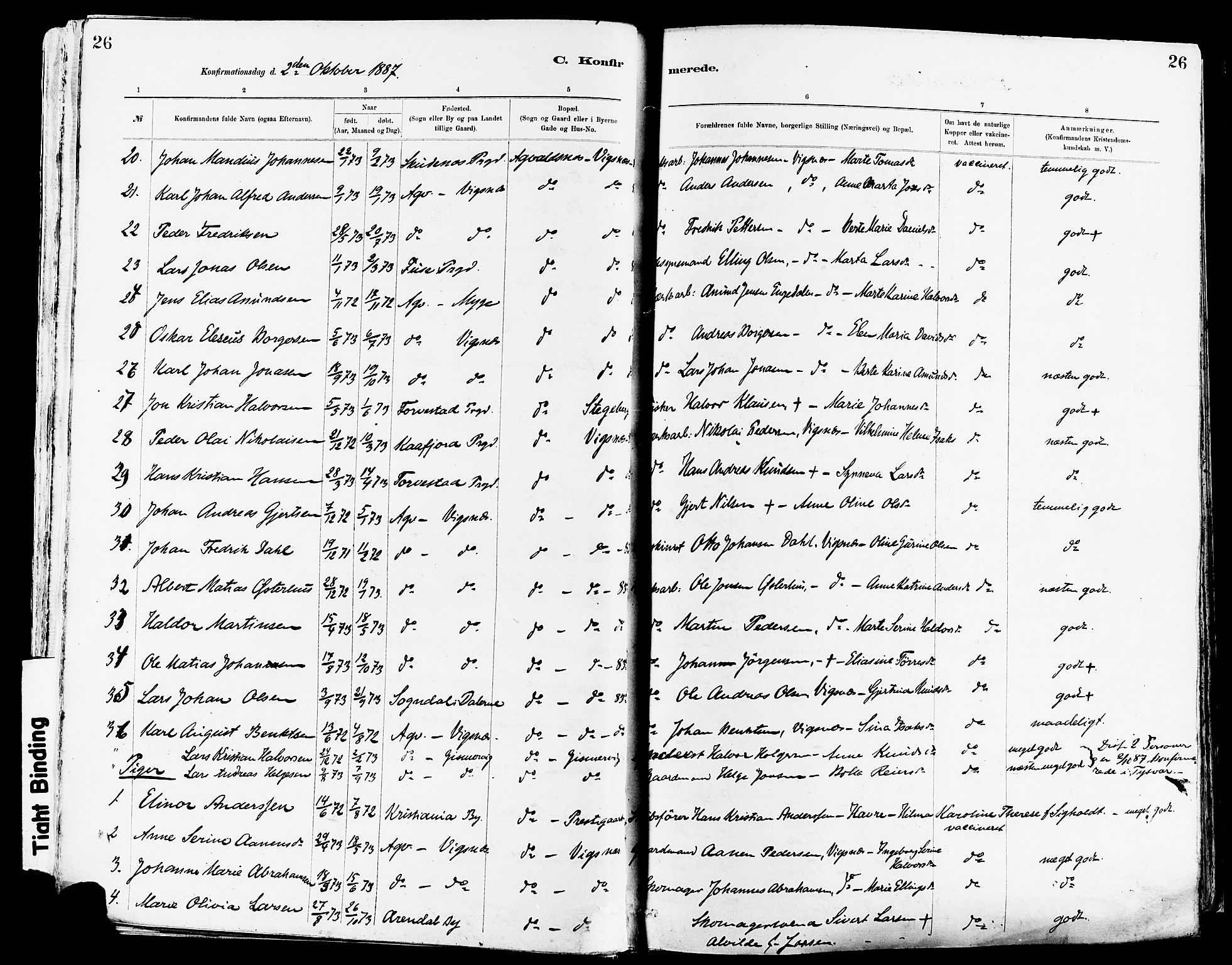Avaldsnes sokneprestkontor, AV/SAST-A -101851/H/Ha/Haa/L0015: Ministerialbok nr. A 15, 1880-1906, s. 26