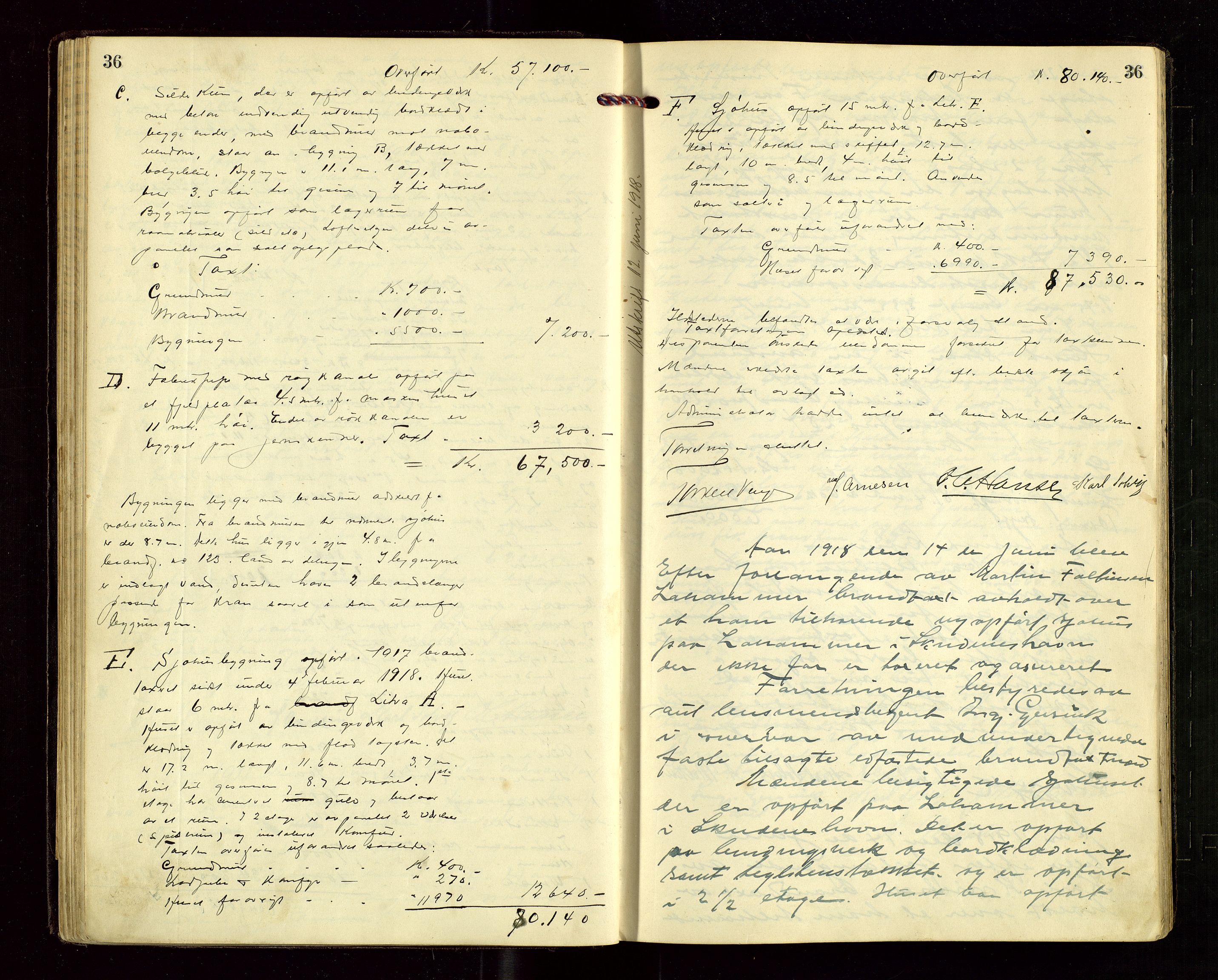 Skudenes lensmannskontor, AV/SAST-A-100444/Goa/L0005: Branntakstprotokoll, 1917-1926, s. 36