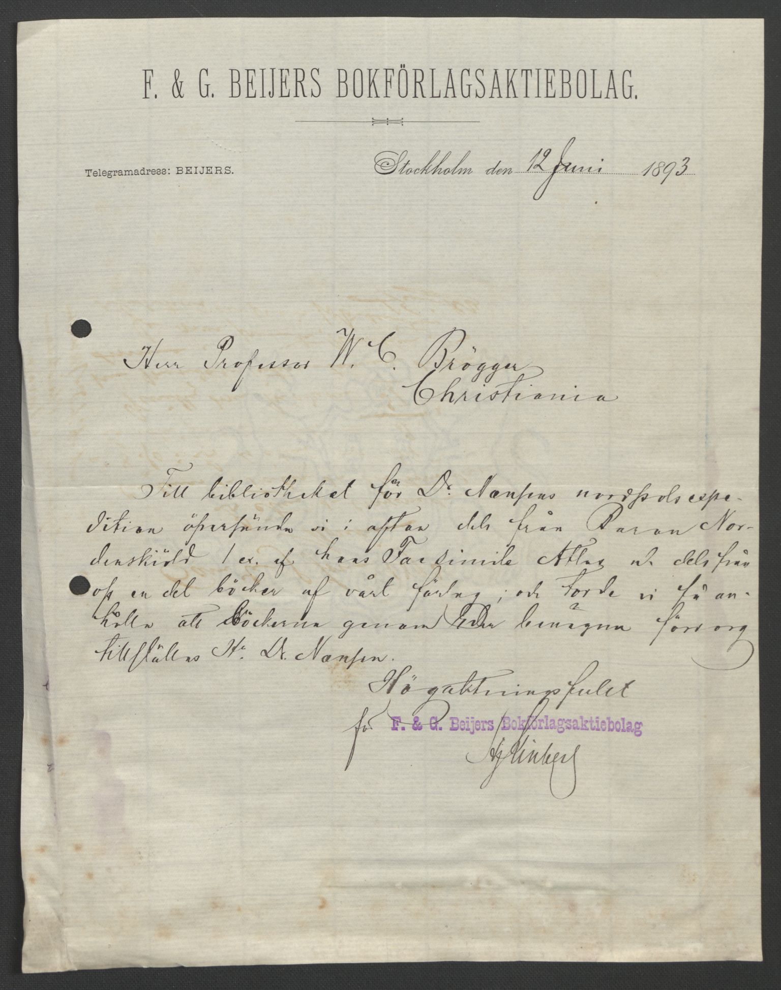 Arbeidskomitéen for Fridtjof Nansens polarekspedisjon, AV/RA-PA-0061/D/L0003/0002: Innk. brev og telegrammer vedr. proviant og utrustning / Utrustningen m.m. - korrespondanse, 1893, s. 59