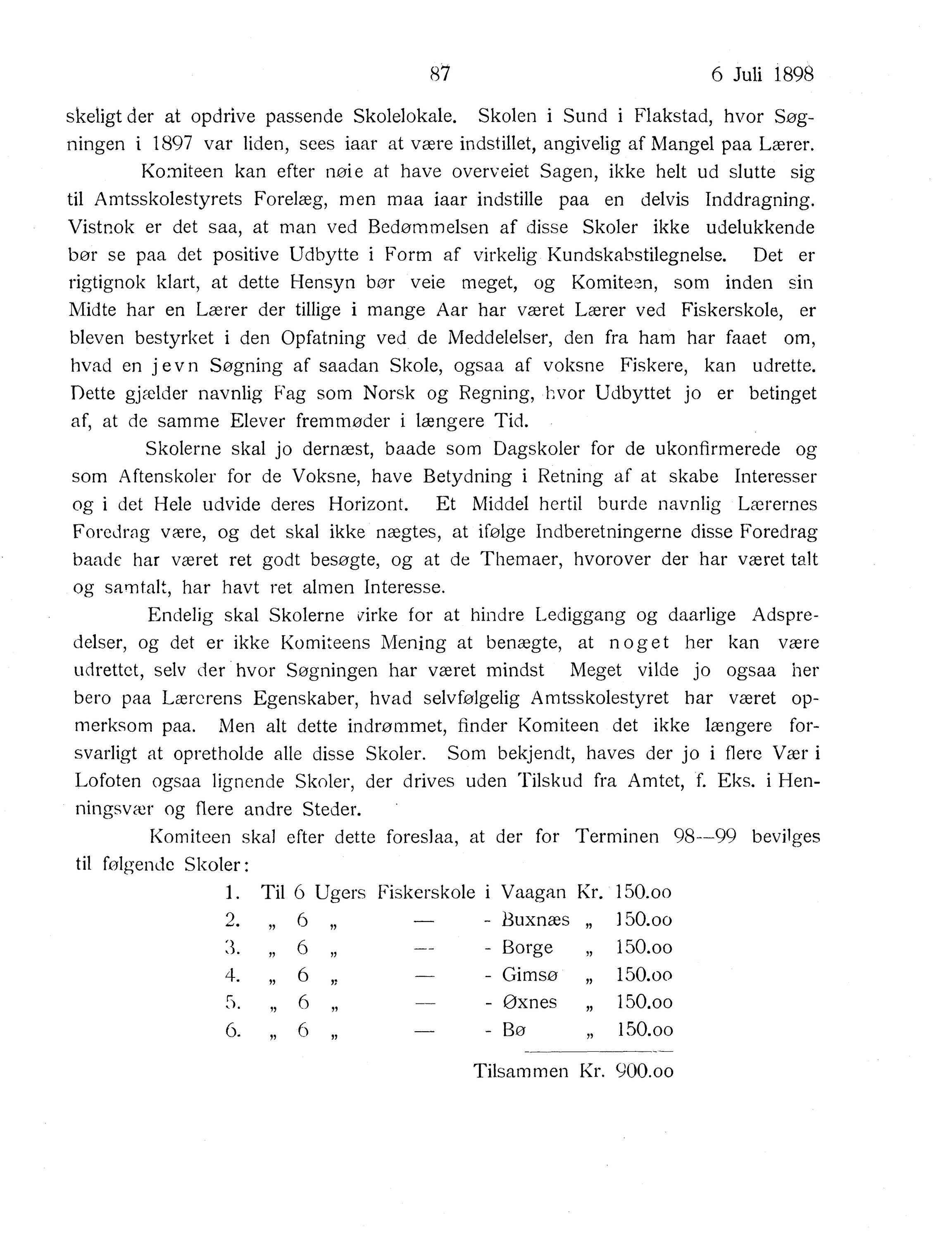 Nordland Fylkeskommune. Fylkestinget, AIN/NFK-17/176/A/Ac/L0021: Fylkestingsforhandlinger 1898, 1898