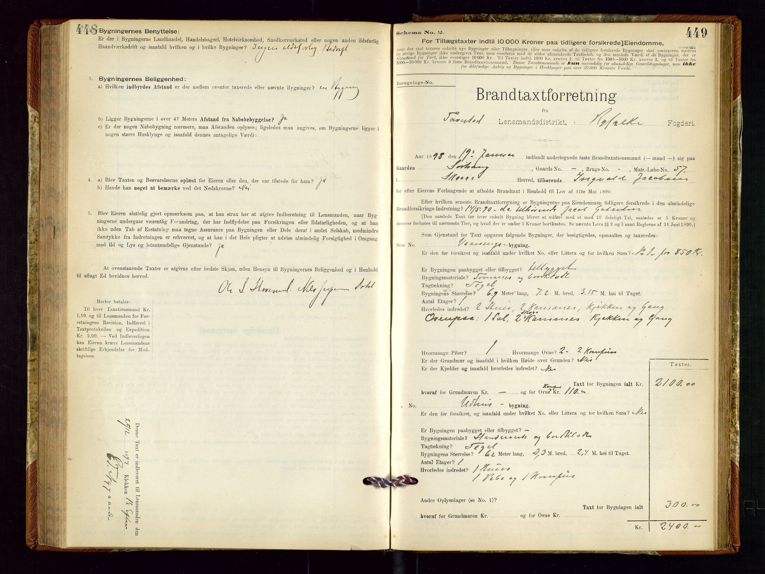 Torvestad lensmannskontor, AV/SAST-A-100307/1/Gob/L0001: "Brandtaxationsprotokol for Torvestad Lensmannsdistrikt", 1895-1904, s. 448-449