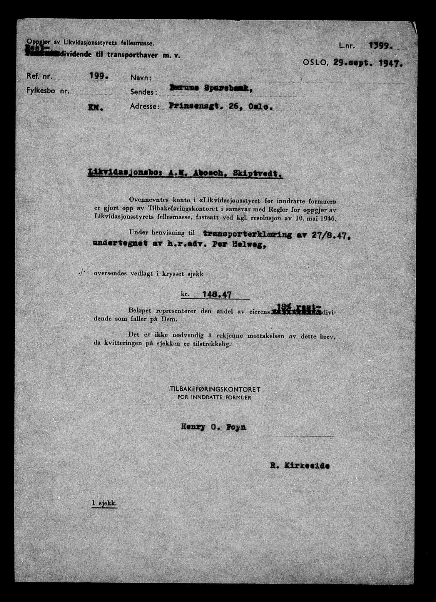 Justisdepartementet, Tilbakeføringskontoret for inndratte formuer, AV/RA-S-1564/H/Hc/Hcd/L0989: --, 1945-1947, s. 128