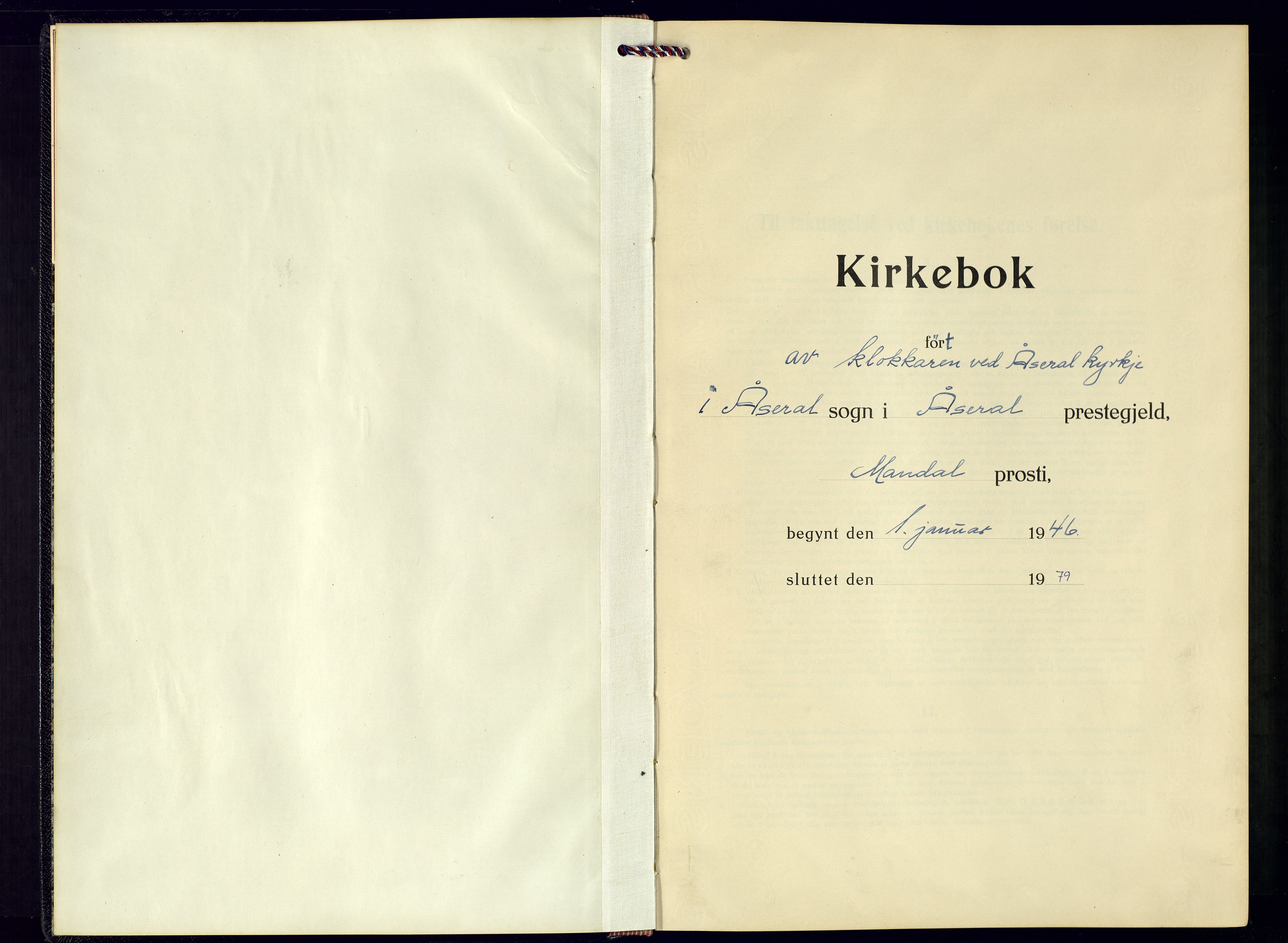 Åseral sokneprestkontor, SAK/1111-0051/F/Fb/L0005: Klokkerbok nr. B-5, 1946-1979