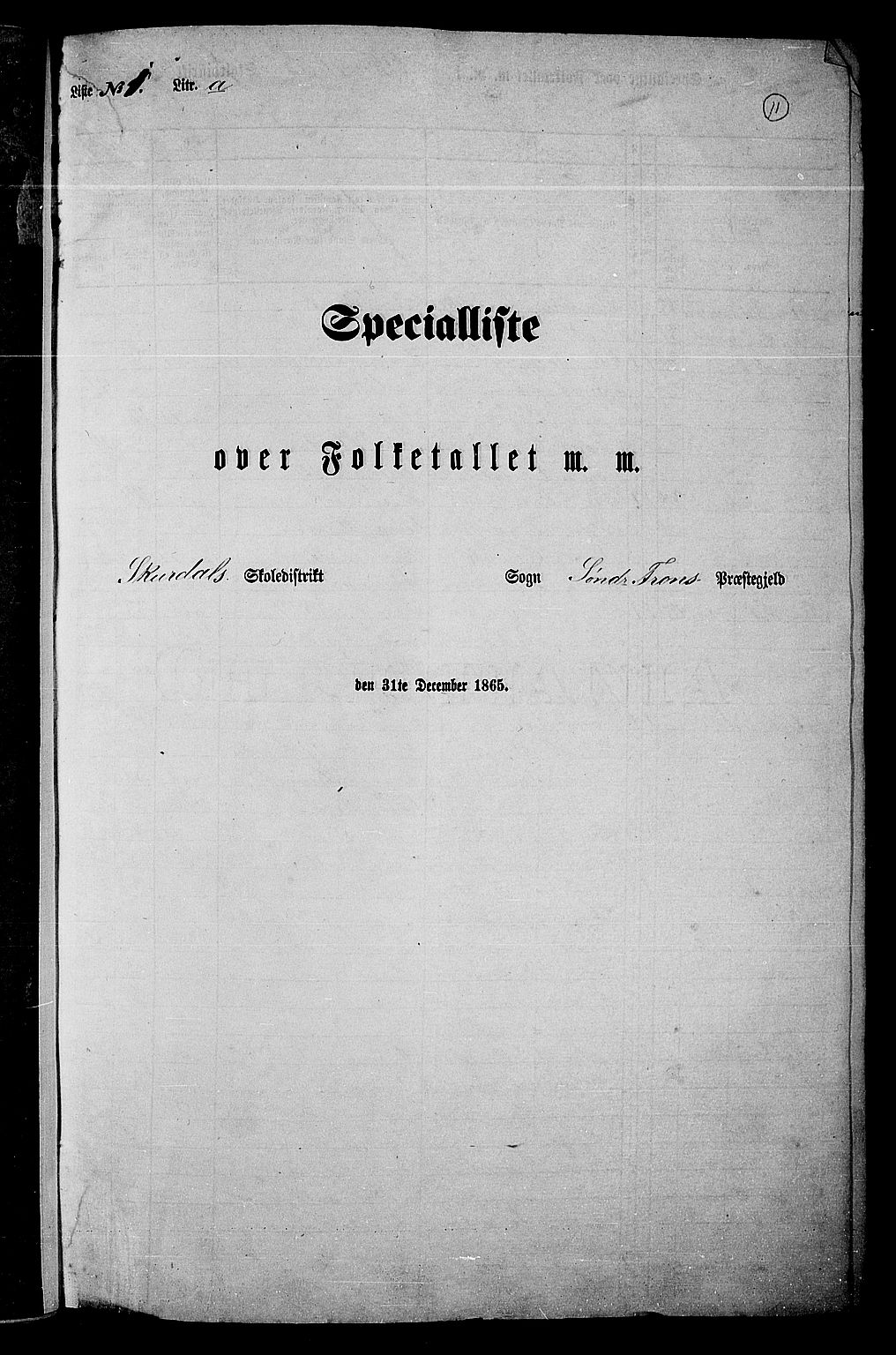 RA, Folketelling 1865 for 0519P Sør-Fron prestegjeld, 1865, s. 10