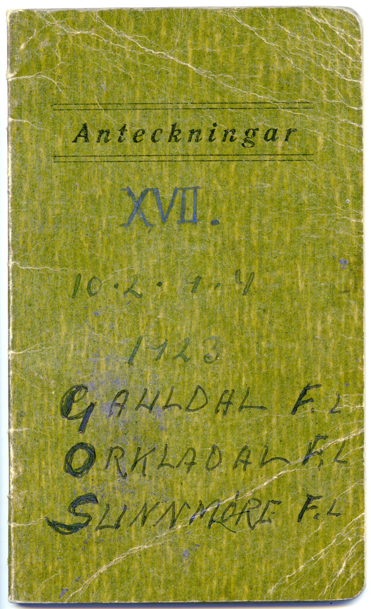 Gerhard Kjølås-arkivet, FMFB/A-1081/F/L0020: Bok XVII, 1923