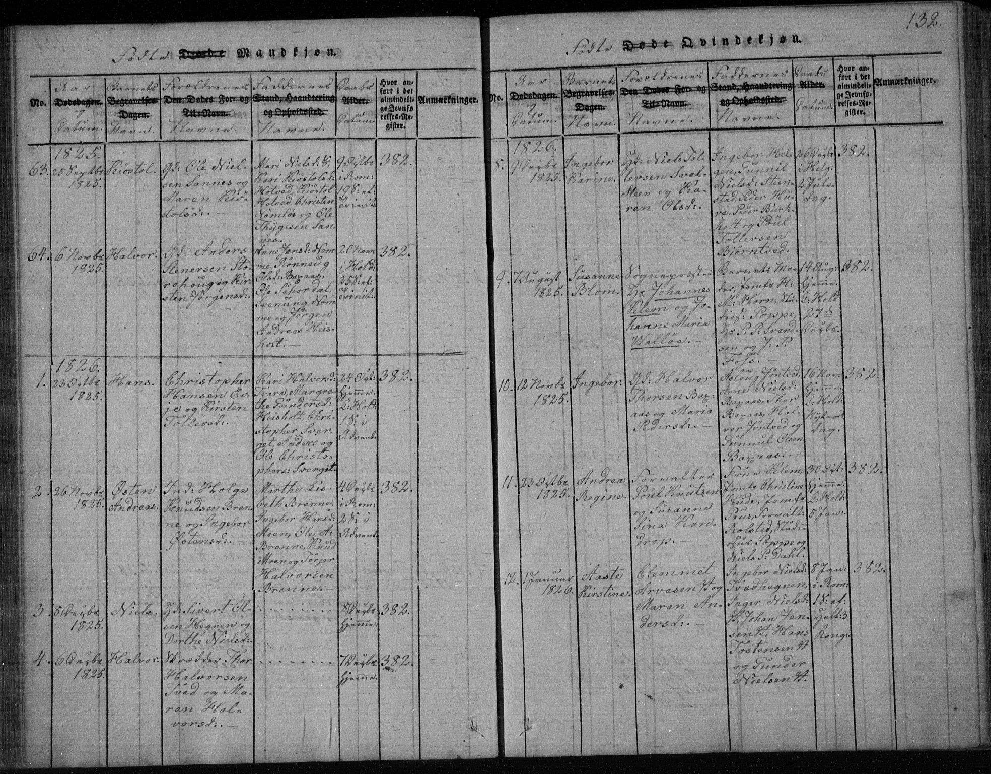 Holla kirkebøker, AV/SAKO-A-272/F/Fa/L0003: Ministerialbok nr. 3, 1815-1830, s. 132