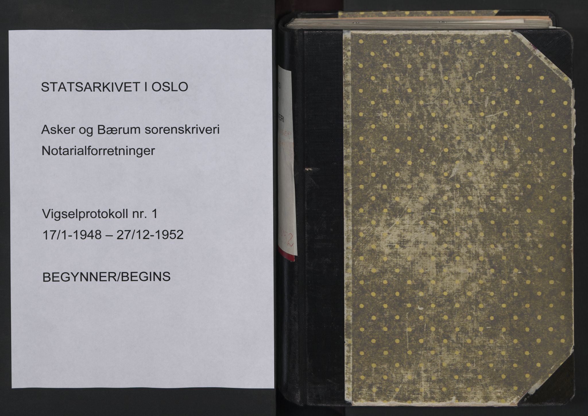 Asker og Bærum sorenskriveri, SAO/A-10379a/L/Lb/Lba/L0001: Vigselsprotokoller, 1948-1952