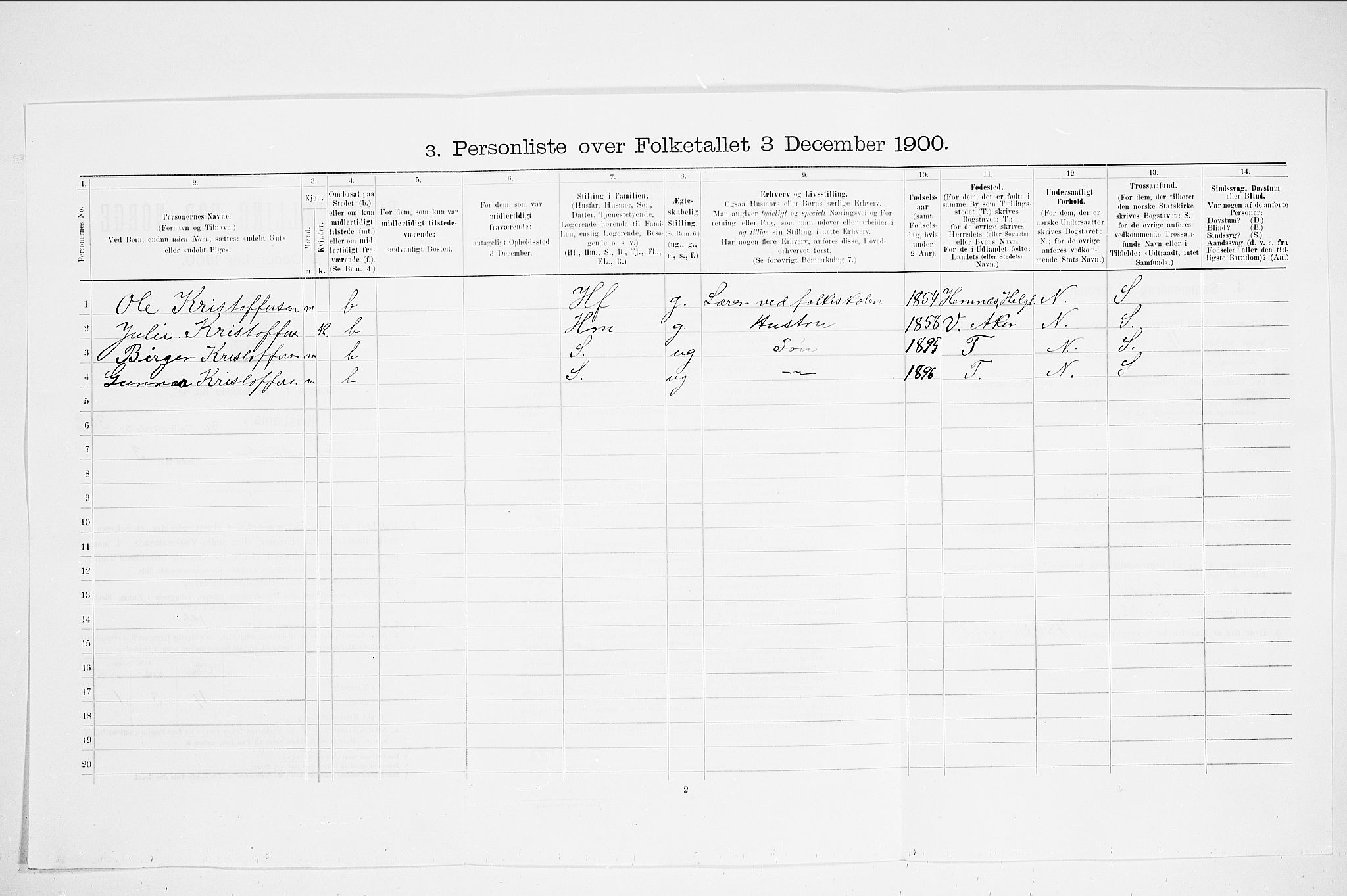 SAO, Folketelling 1900 for 0301 Kristiania kjøpstad, 1900, s. 40795