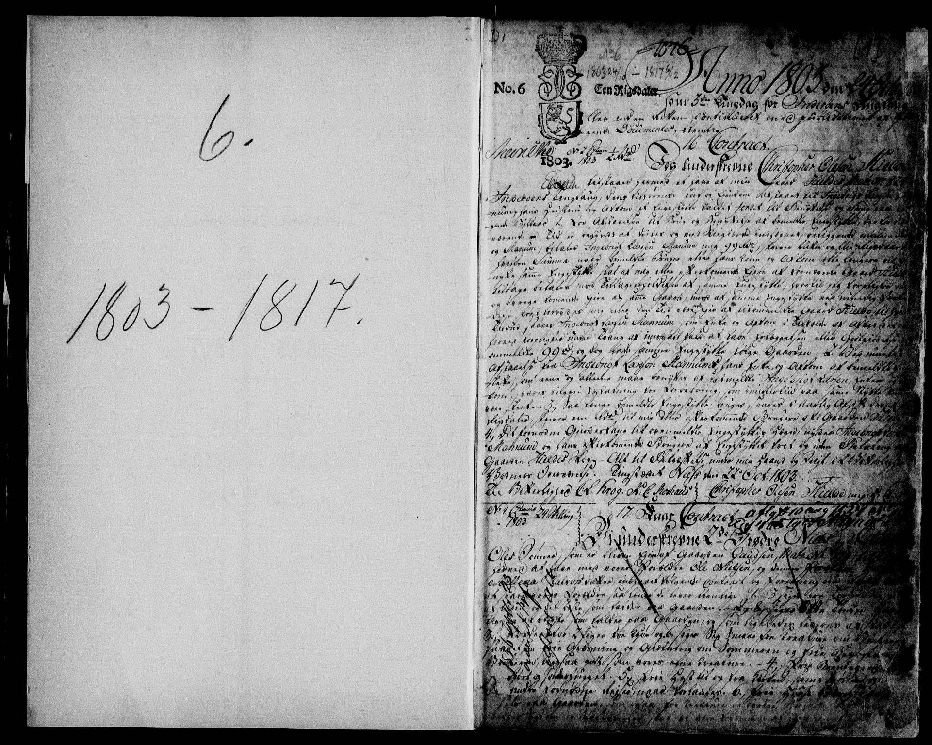 Inderøy sorenskriveri, SAT/A-4147/1/2/2C/L0010: Pantebok nr. 6a, 1803-1810, s. 1