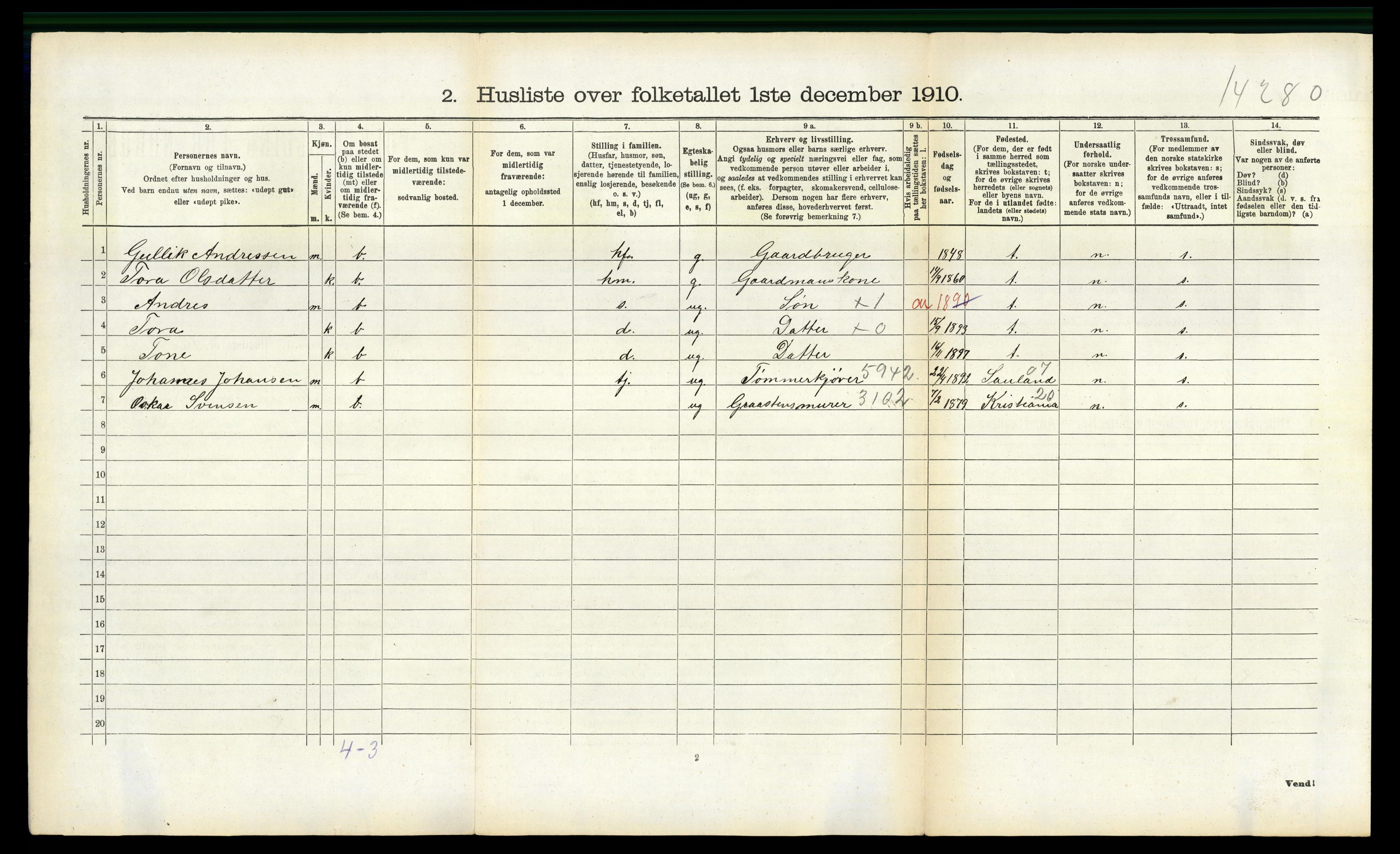 RA, Folketelling 1910 for 0824 Gransherad herred, 1910, s. 185