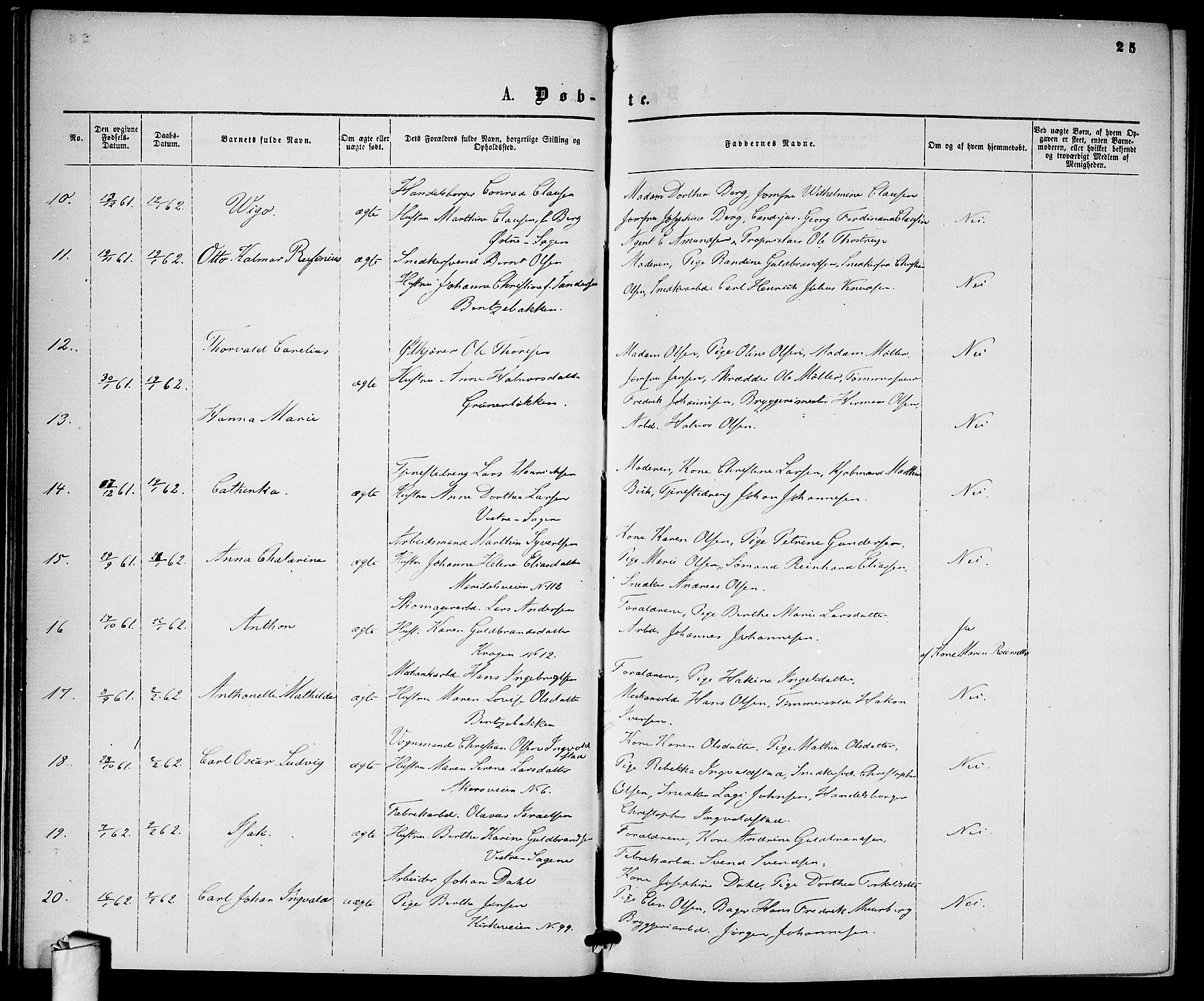 Gamle Aker prestekontor Kirkebøker, SAO/A-10617a/G/L0001: Klokkerbok nr. 1, 1861-1868, s. 25