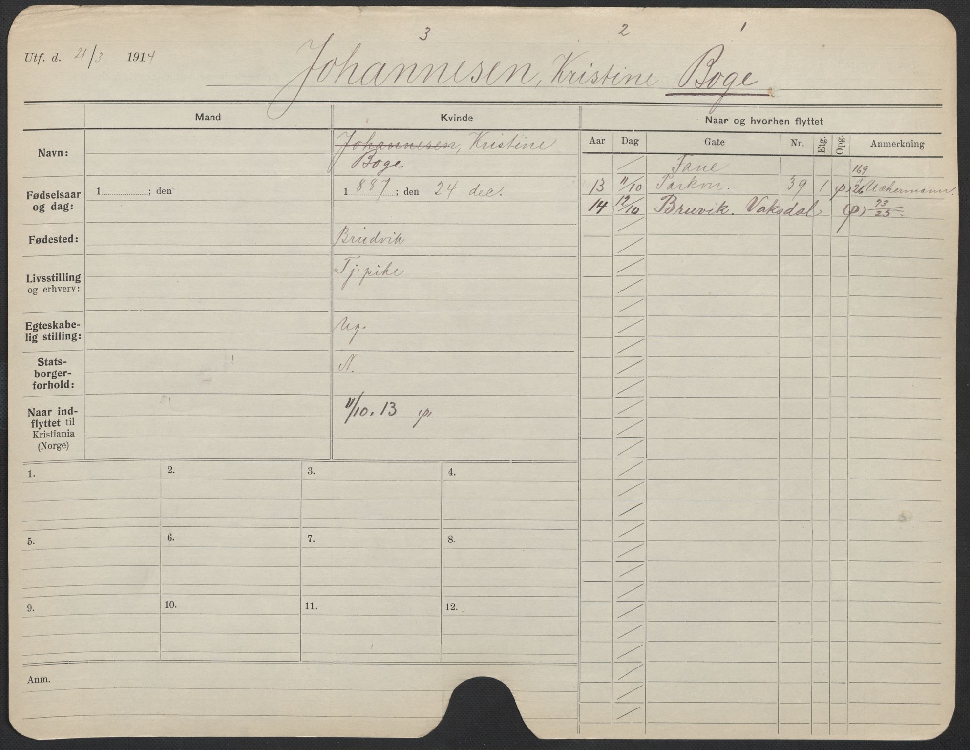 Oslo folkeregister, Registerkort, AV/SAO-A-11715/F/Fa/Fac/L0013: Kvinner, 1906-1914, s. 553a