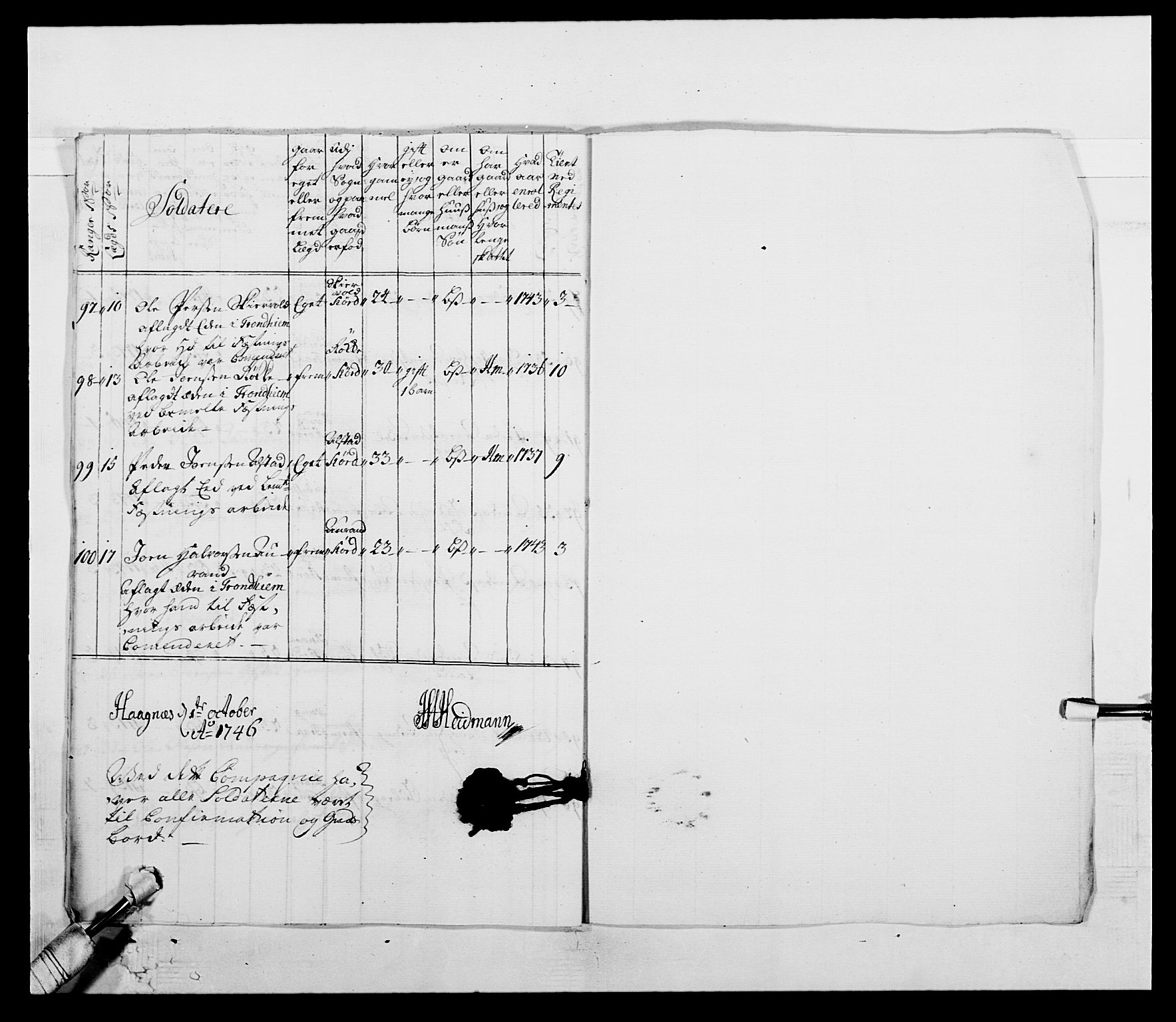 Kommanderende general (KG I) med Det norske krigsdirektorium, AV/RA-EA-5419/E/Ea/L0509: 1. Trondheimske regiment, 1740-1748, s. 34
