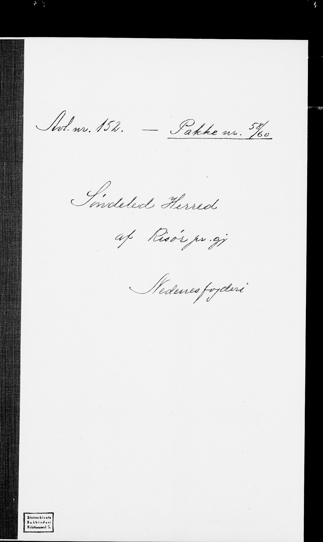 SAK, Folketelling 1875 for 0913L Risør prestegjeld, Søndeled sokn, 1875, s. 1