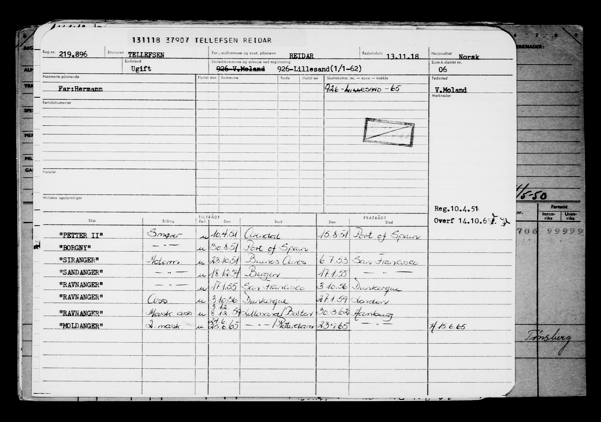 Direktoratet for sjømenn, AV/RA-S-3545/G/Gb/L0164: Hovedkort, 1918, s. 76