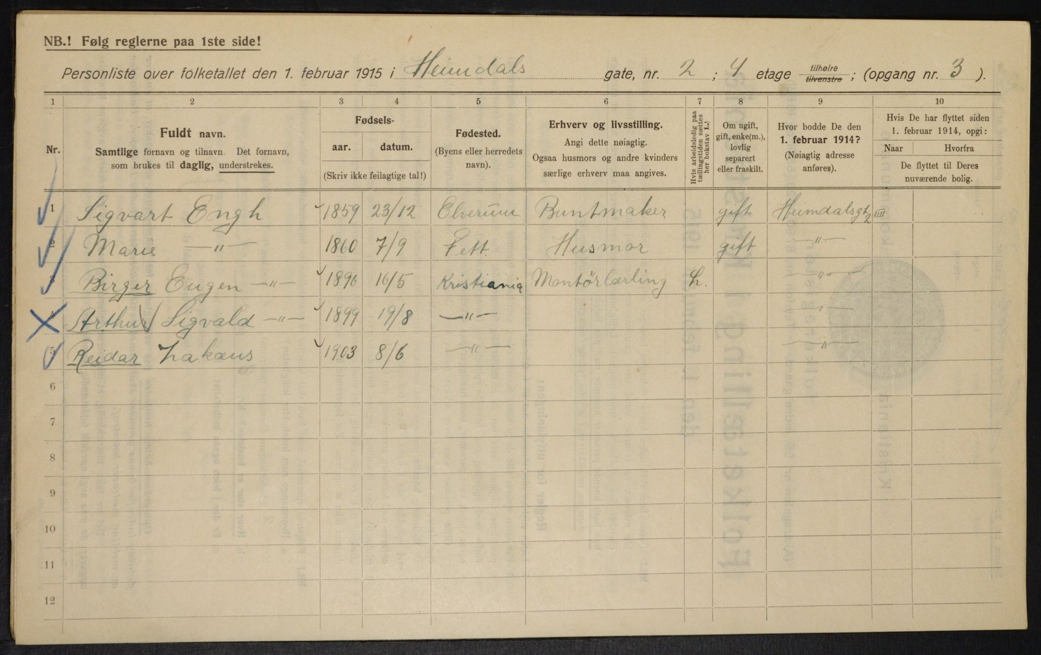 OBA, Kommunal folketelling 1.2.1915 for Kristiania, 1915, s. 36199