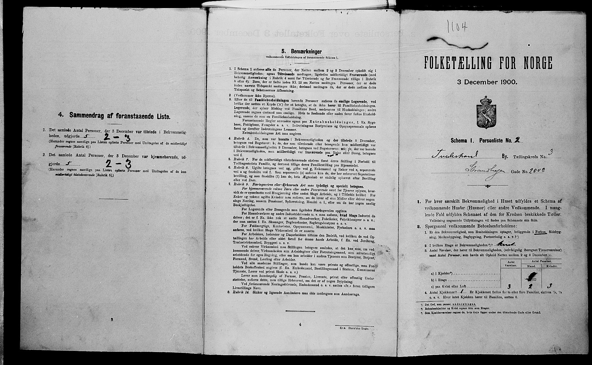 SAK, Folketelling 1900 for 0902 Tvedestrand ladested, 1900, s. 1275