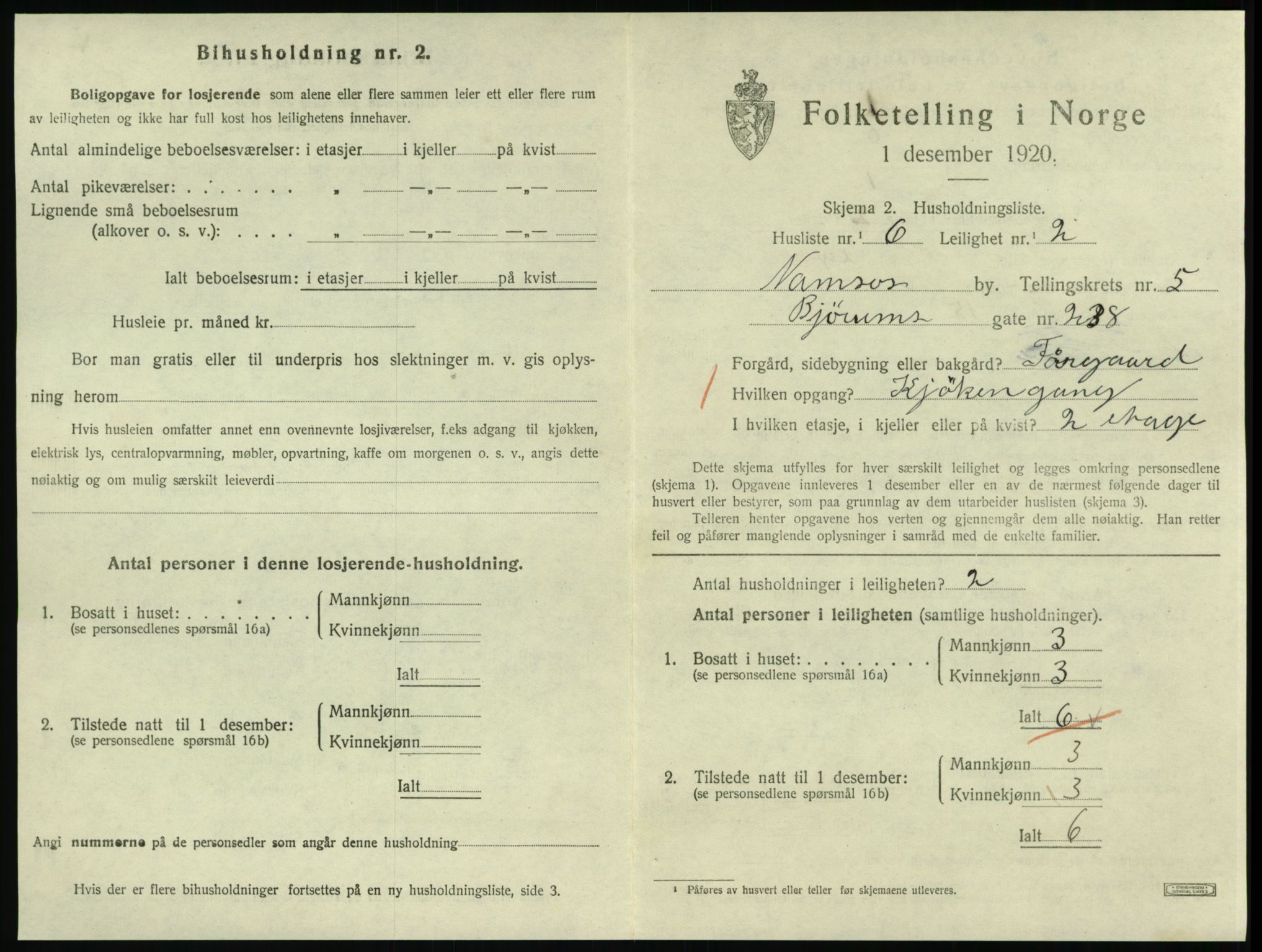 SAT, Folketelling 1920 for 1703 Namsos ladested, 1920, s. 1621