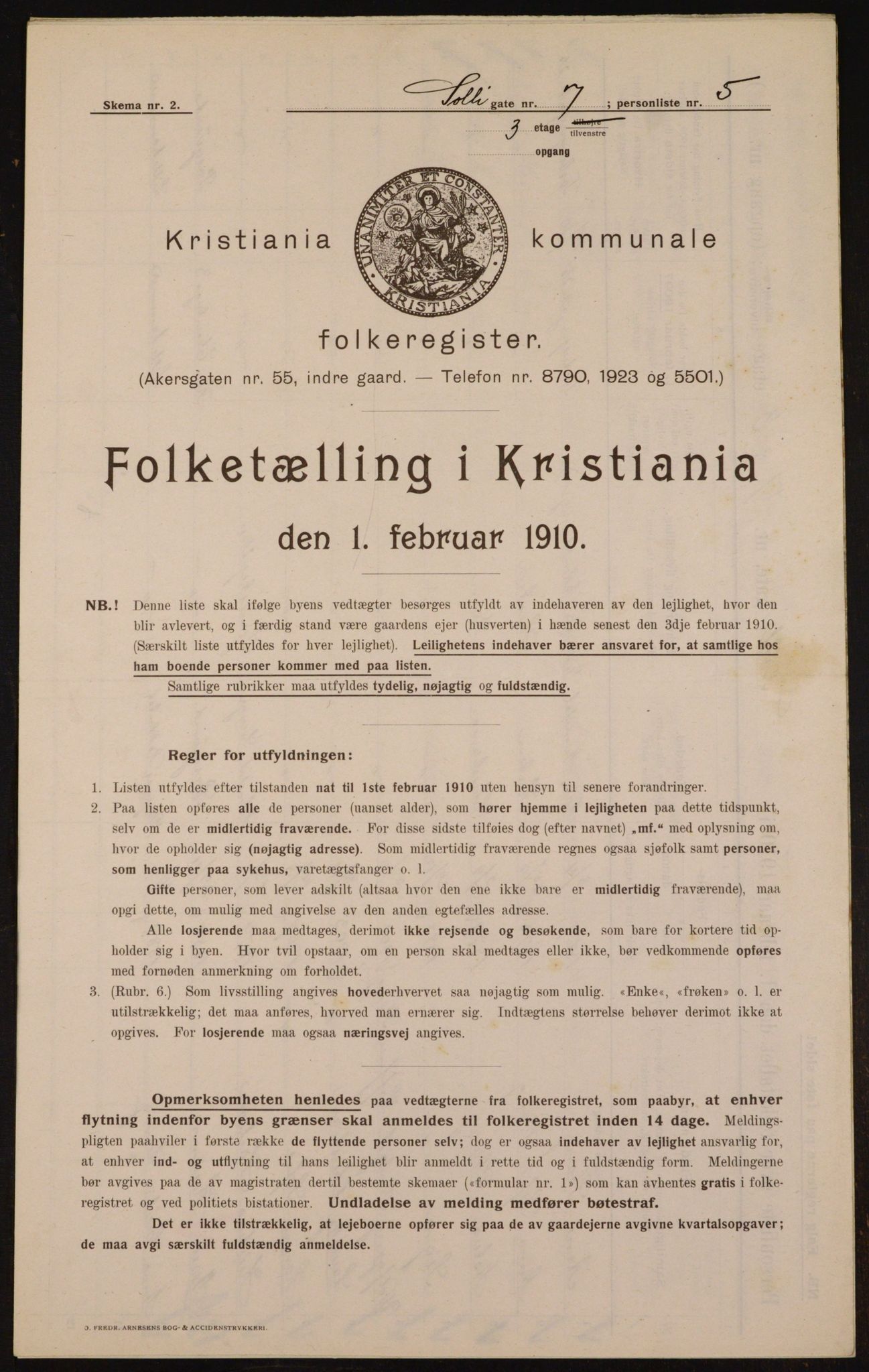 OBA, Kommunal folketelling 1.2.1910 for Kristiania, 1910, s. 95012