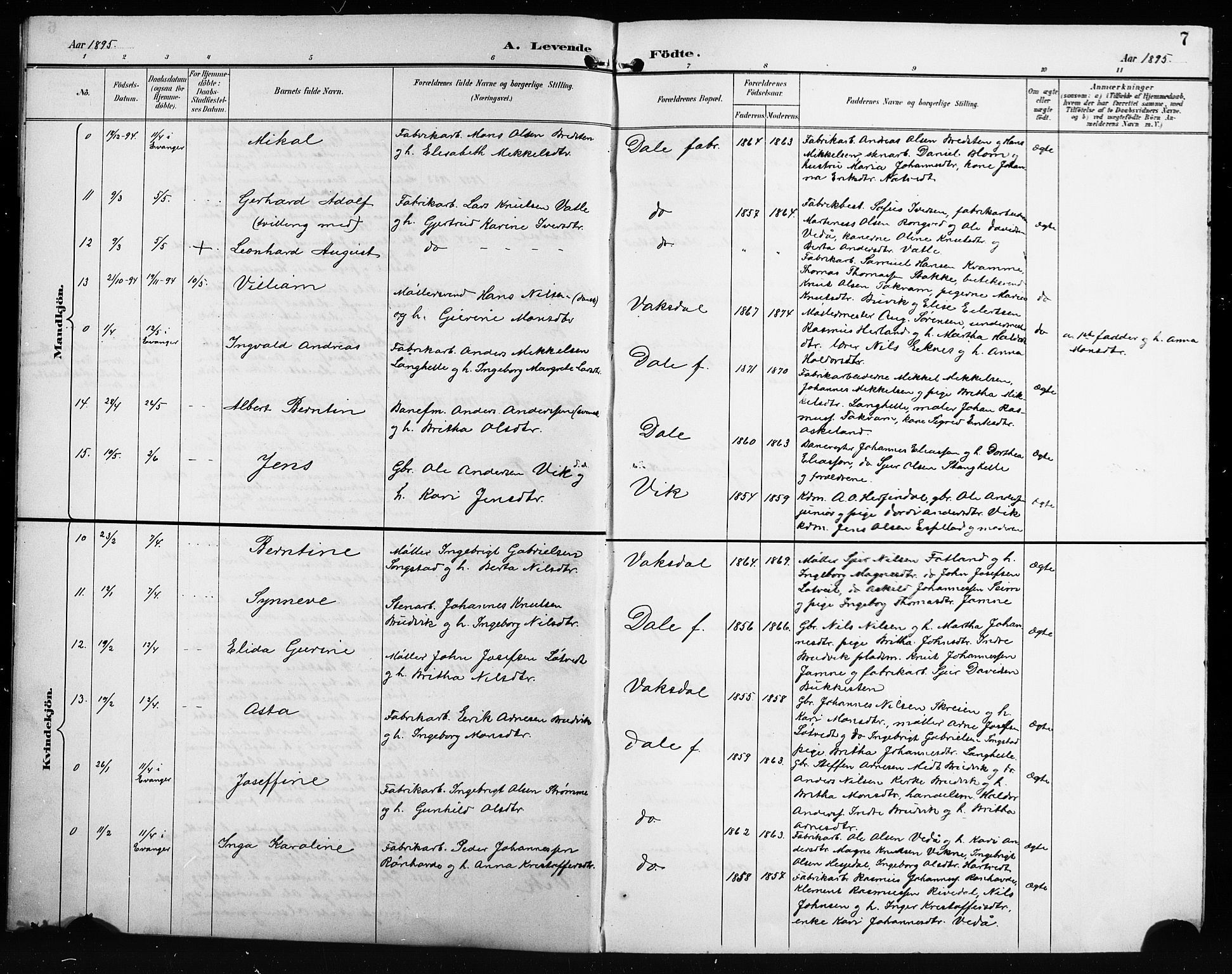 Bruvik Sokneprestembete, AV/SAB-A-74701/H/Hab: Klokkerbok nr. A 2, 1895-1907, s. 7
