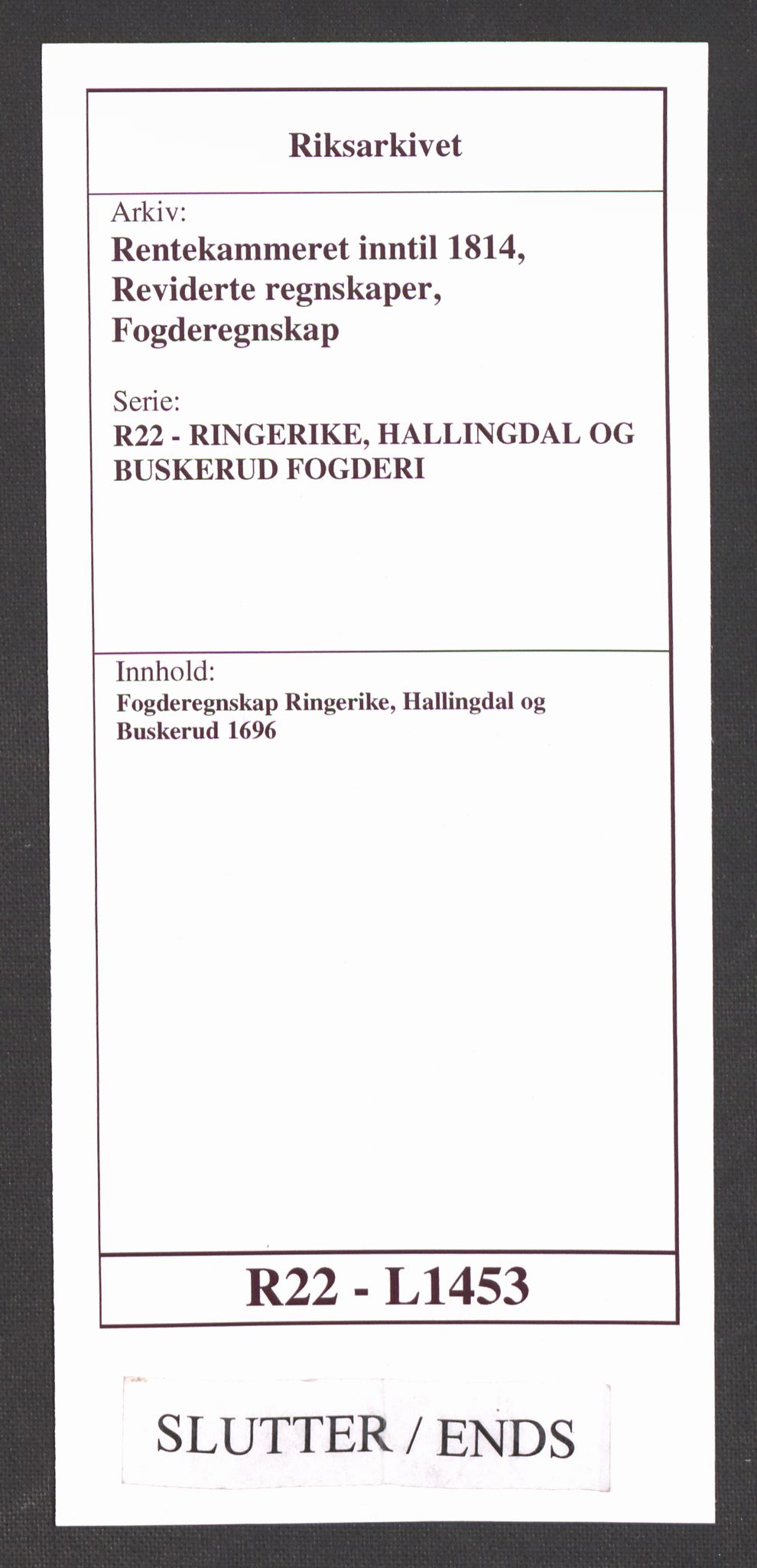 Rentekammeret inntil 1814, Reviderte regnskaper, Fogderegnskap, AV/RA-EA-4092/R22/L1453: Fogderegnskap Ringerike, Hallingdal og Buskerud, 1696, s. 347