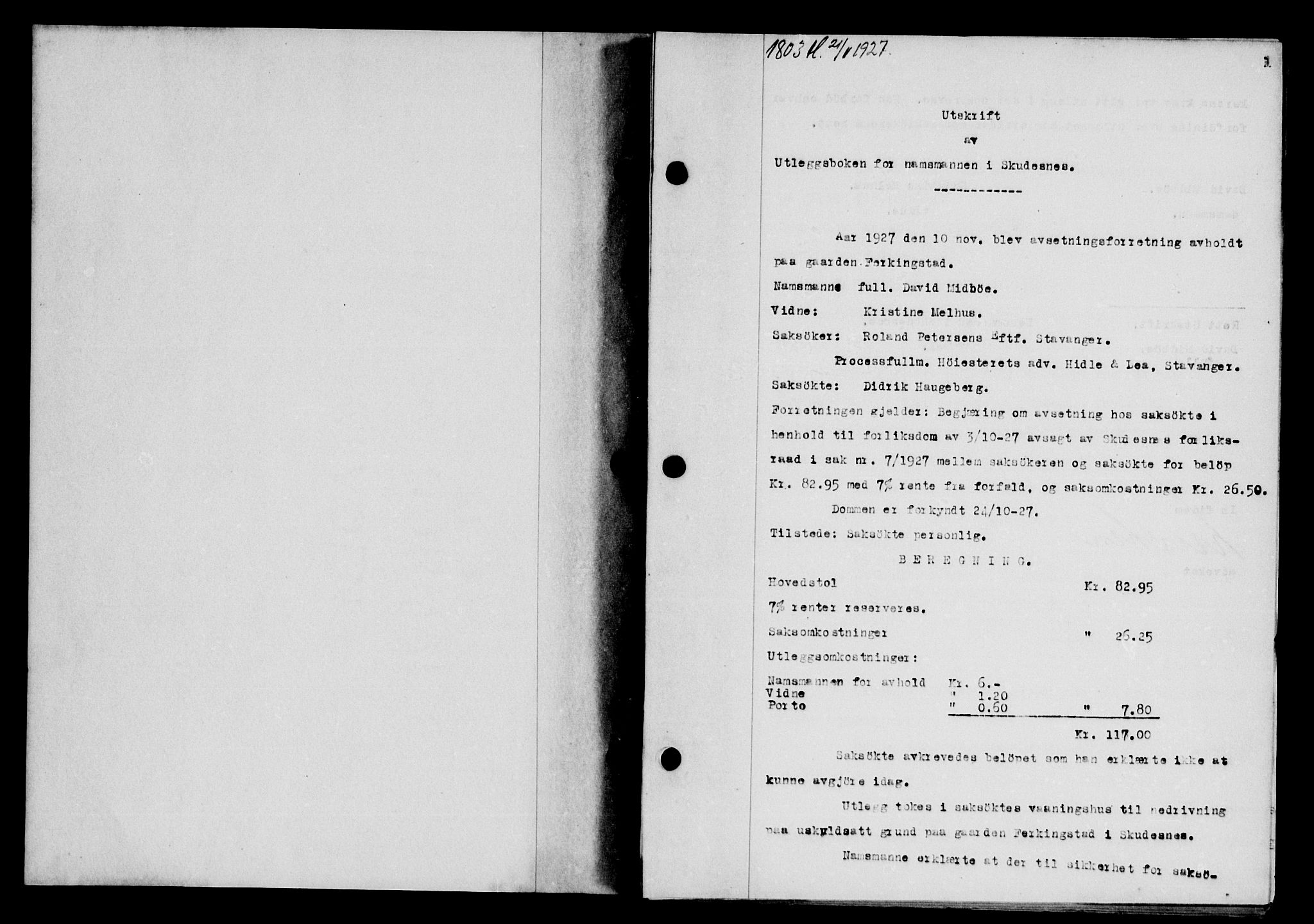 Karmsund sorenskriveri, SAST/A-100311/01/II/IIB/L0052: Pantebok nr. 34, 1927-1928, Tingl.dato: 21.11.1927