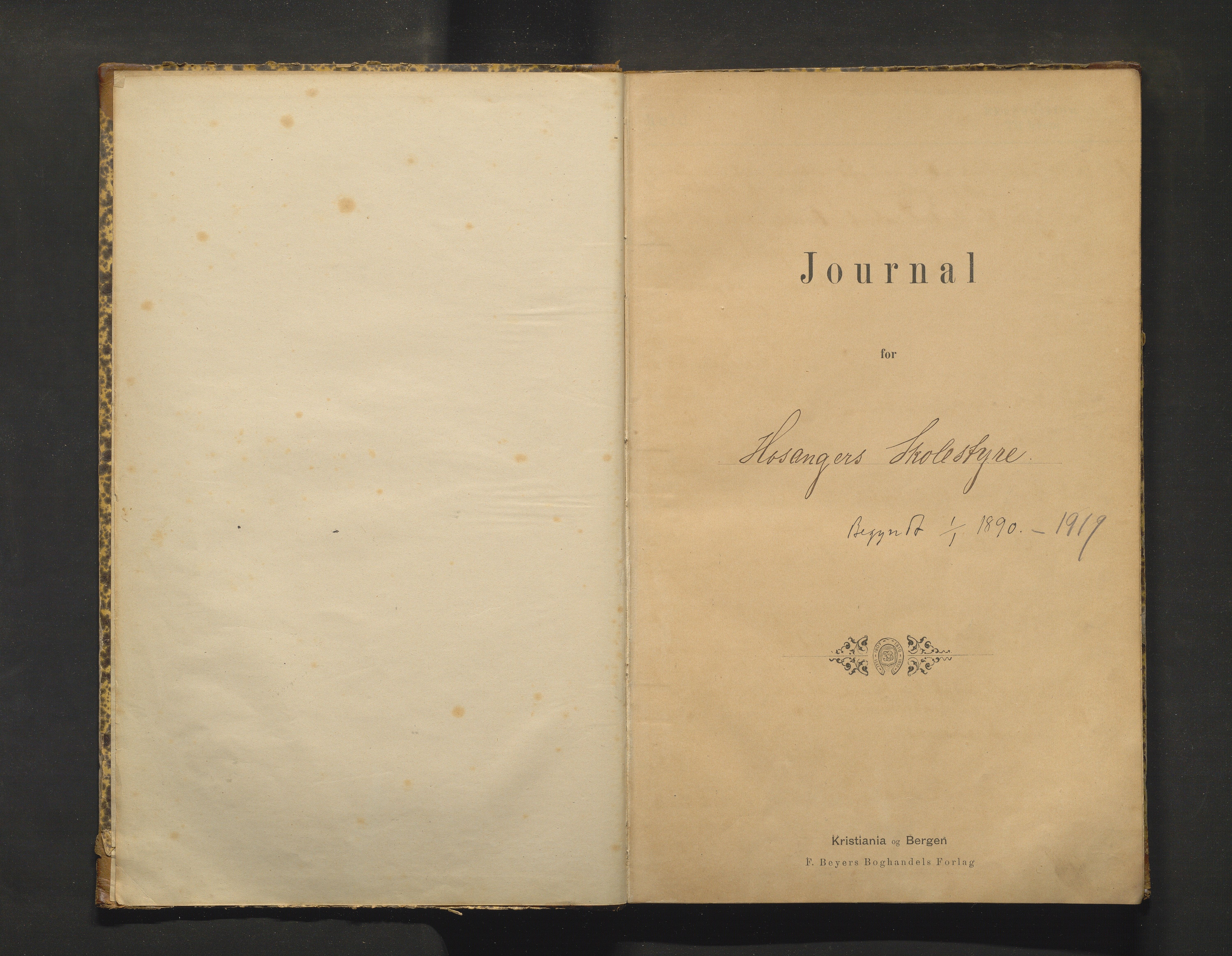 Hosanger kommune. Skulestyret, IKAH/1253a-211/C/Ca/L0001: Postjournal for Hosanger skulestyre, 1890-1919