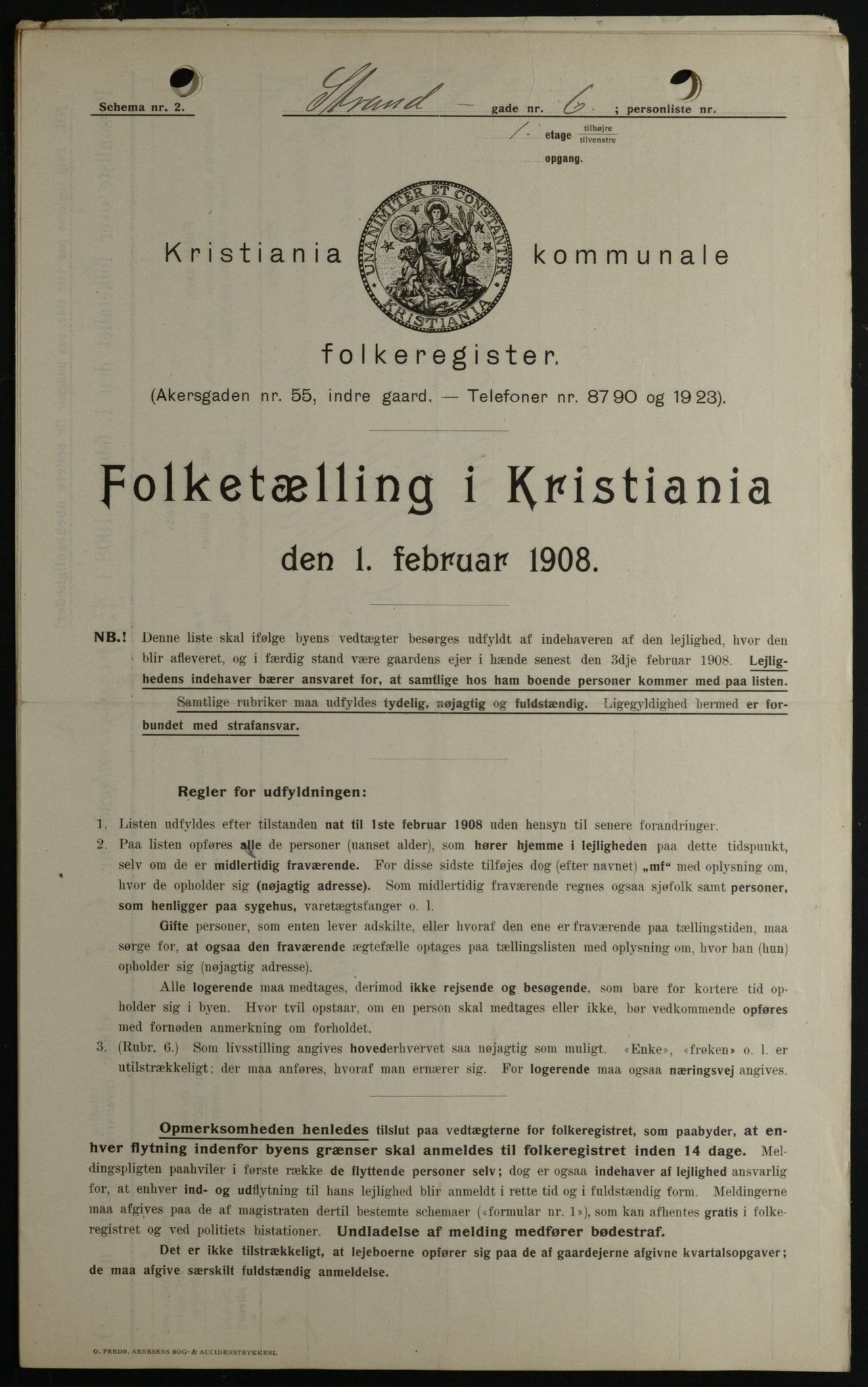 OBA, Kommunal folketelling 1.2.1908 for Kristiania kjøpstad, 1908, s. 93285