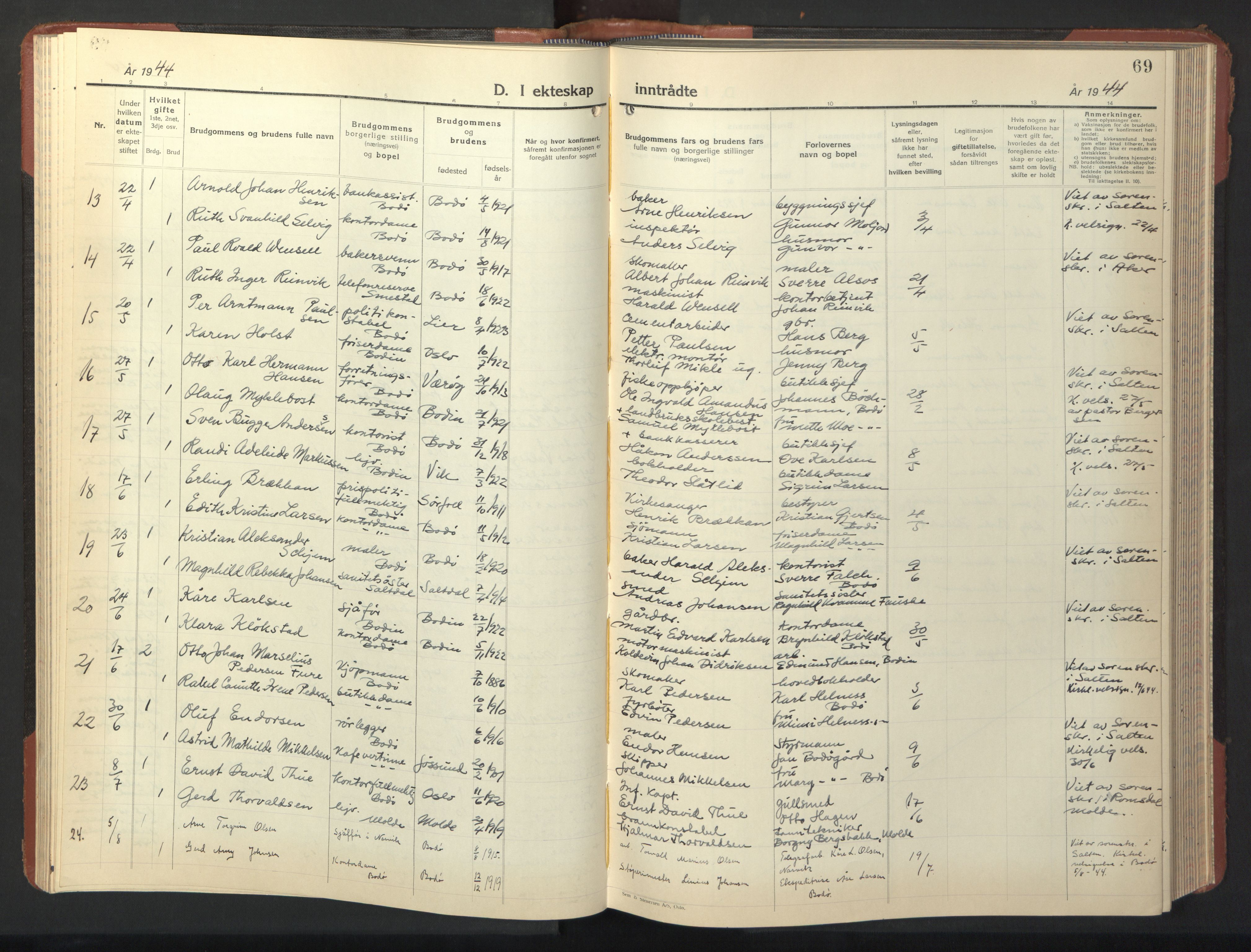 Ministerialprotokoller, klokkerbøker og fødselsregistre - Nordland, AV/SAT-A-1459/801/L0038: Klokkerbok nr. 801C13, 1935-1951, s. 69