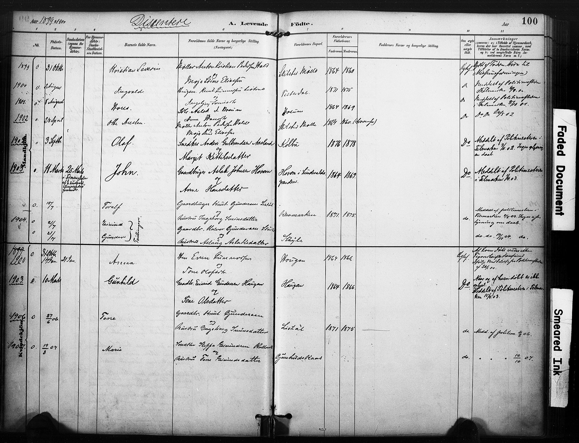 Kviteseid kirkebøker, AV/SAKO-A-276/F/Fa/L0008: Ministerialbok nr. I 8, 1882-1903, s. 100