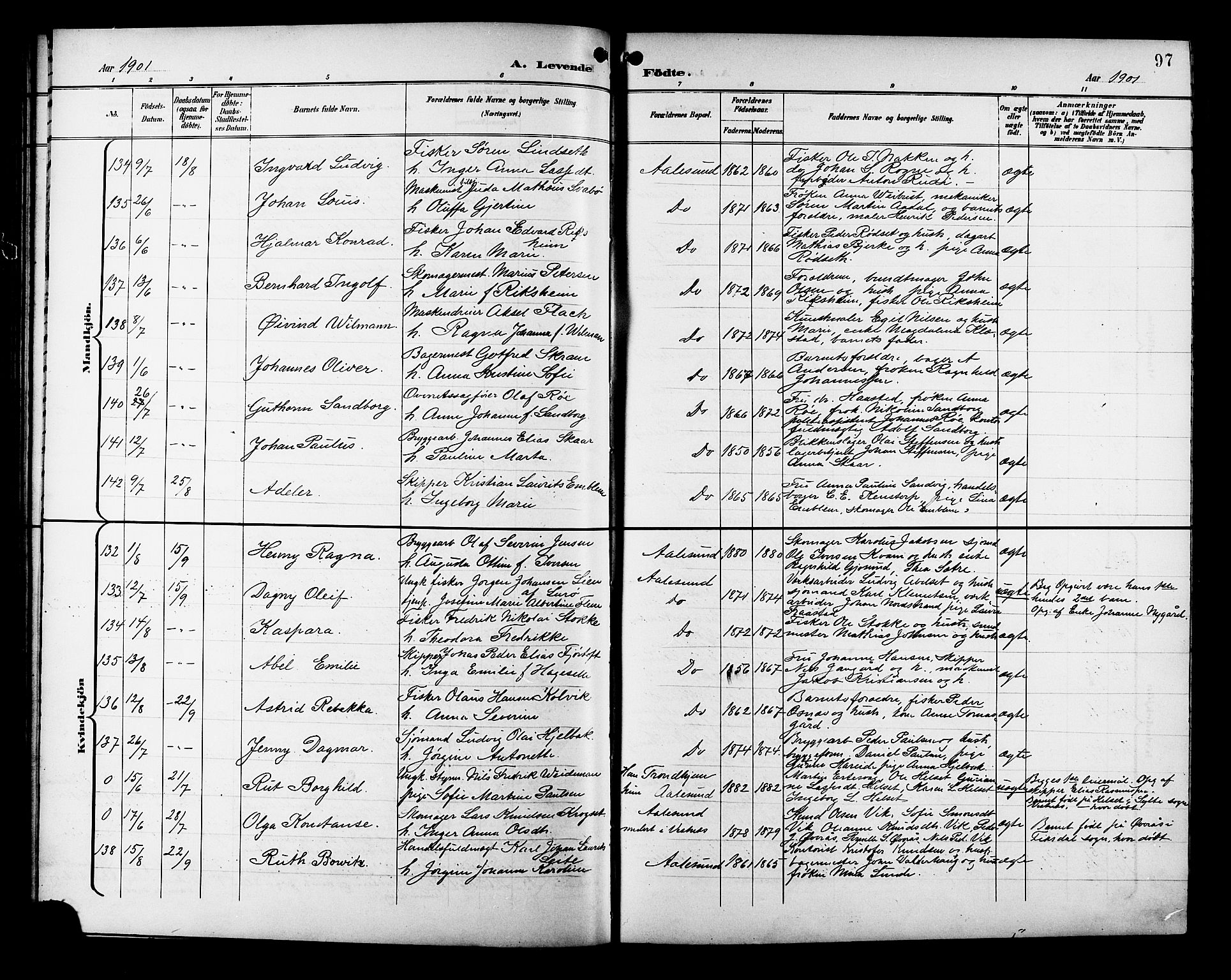 Ministerialprotokoller, klokkerbøker og fødselsregistre - Møre og Romsdal, AV/SAT-A-1454/529/L0468: Klokkerbok nr. 529C05, 1897-1908, s. 97