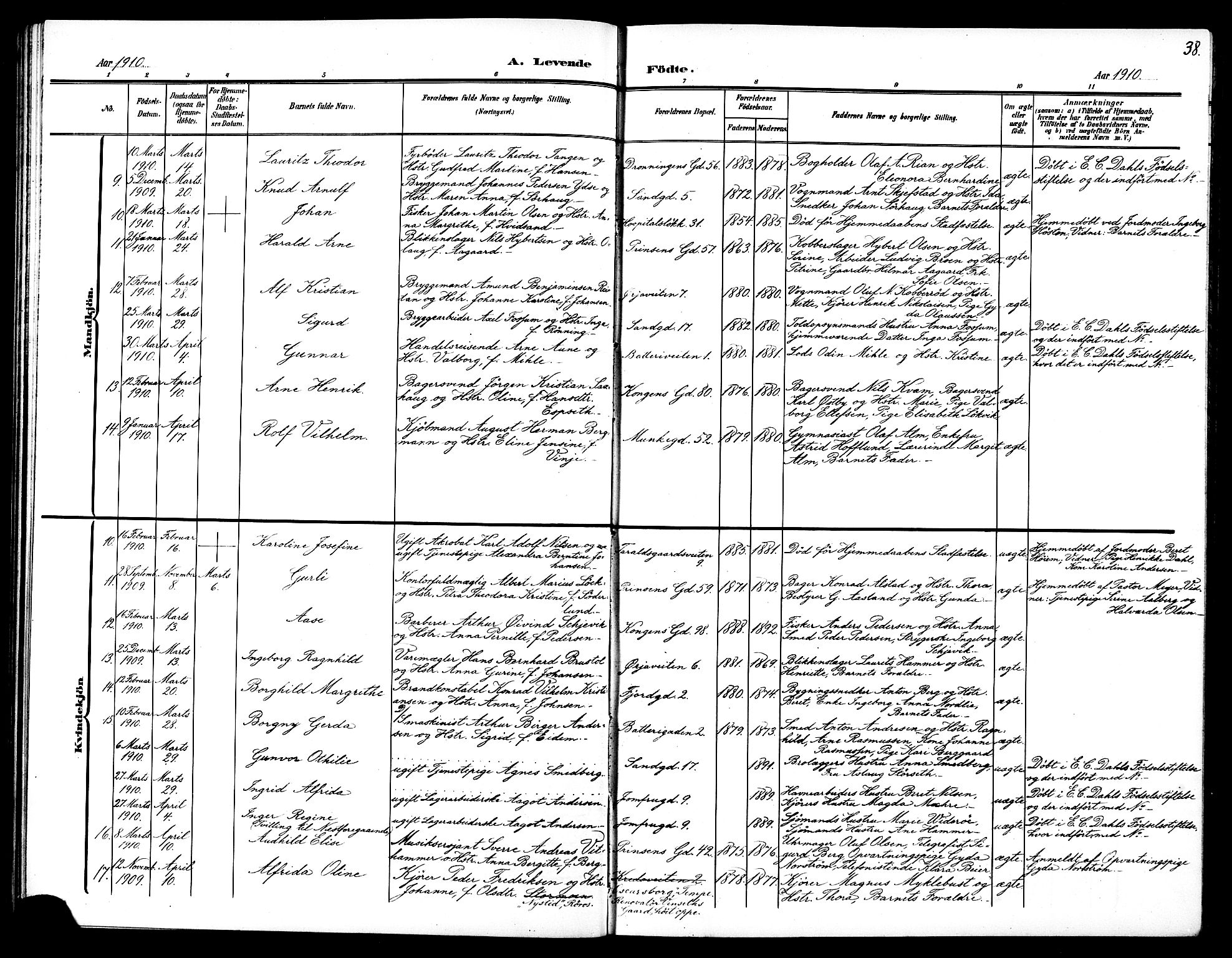 Ministerialprotokoller, klokkerbøker og fødselsregistre - Sør-Trøndelag, SAT/A-1456/602/L0146: Klokkerbok nr. 602C14, 1904-1914, s. 38