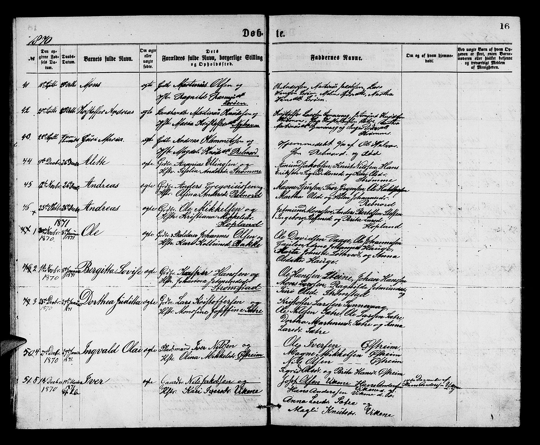 Lindås Sokneprestembete, AV/SAB-A-76701/H/Hab/Habc/L0002: Klokkerbok nr. C 2, 1868-1885, s. 16