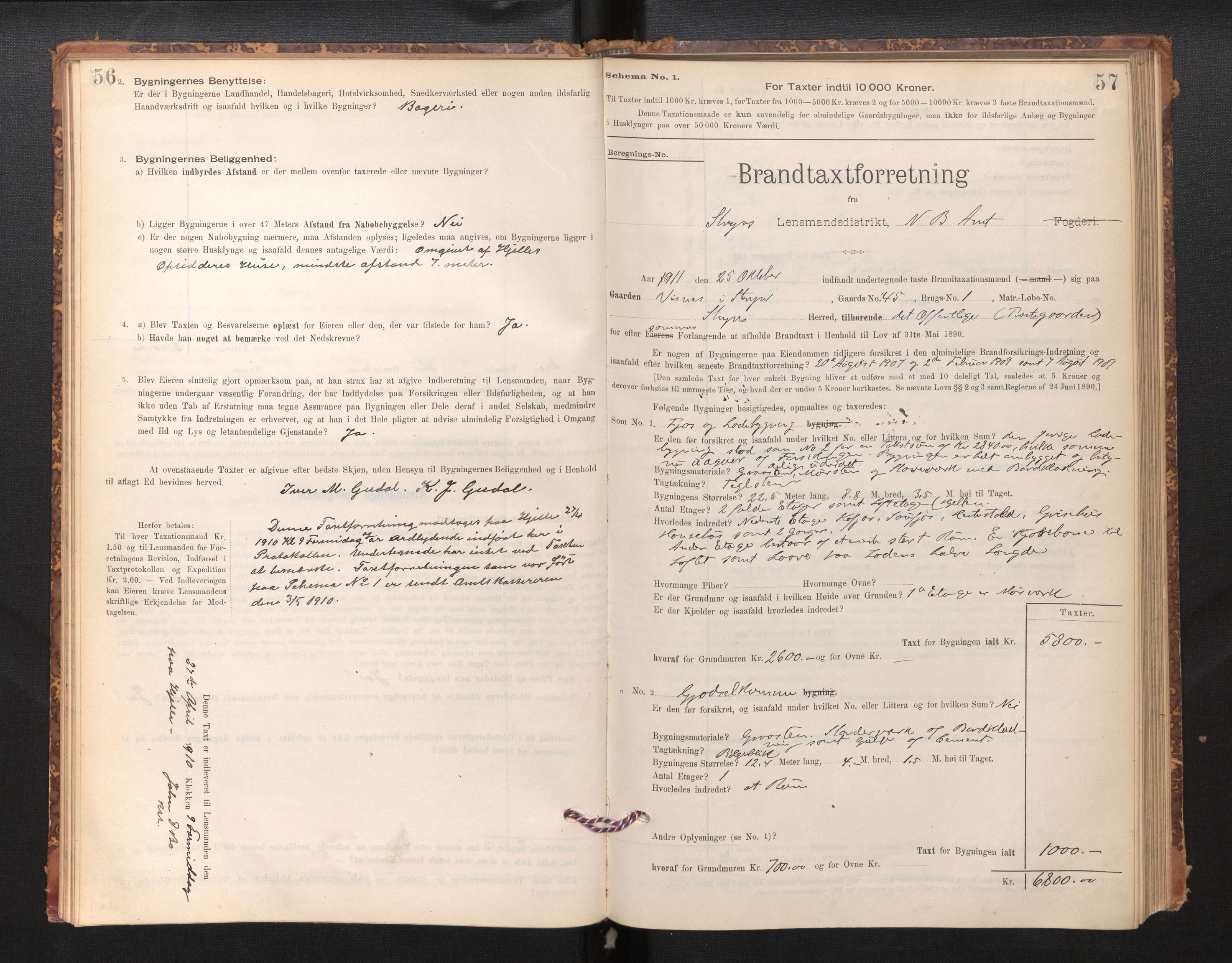 Lensmannen i Stryn og Innvik, SAB/A-30201/0012/L0002: Branntakstprotokoll, skjematakst, 1894-1942, s. 56-57